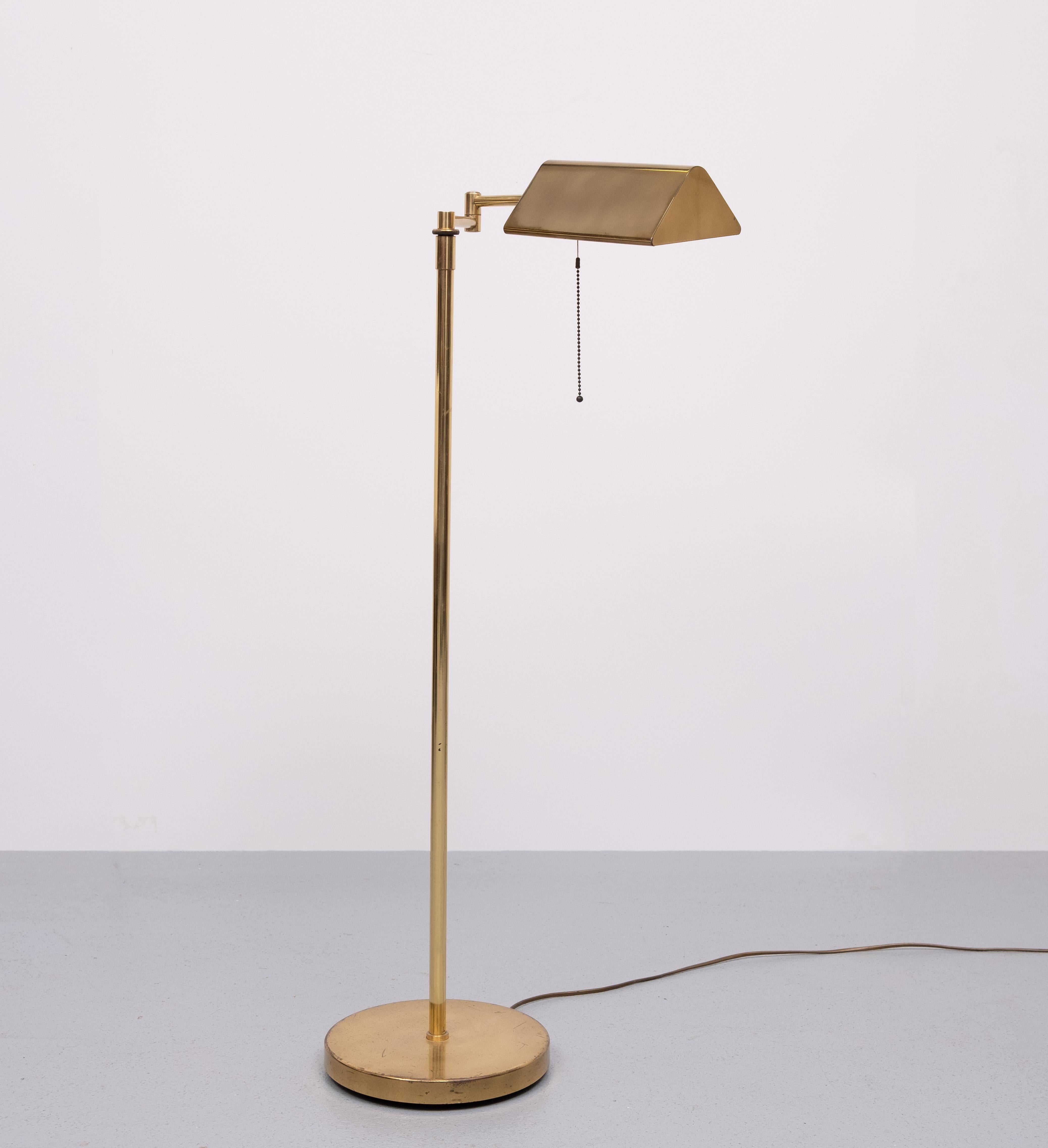 Holtkoetter Brass library floor lamp 1970s Germany 1