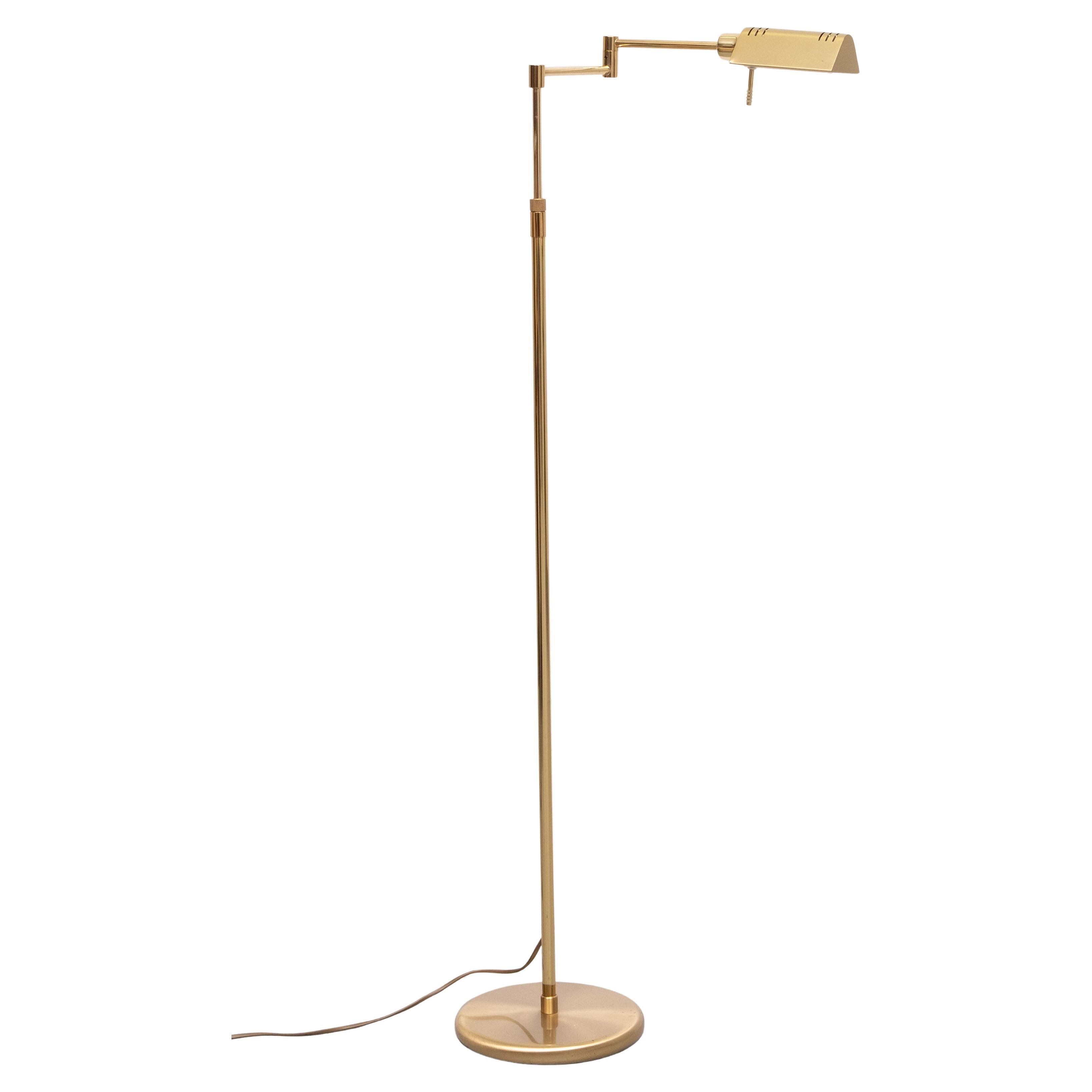 Holtkoetter Brass swing arm floor lamp Germany 1980s