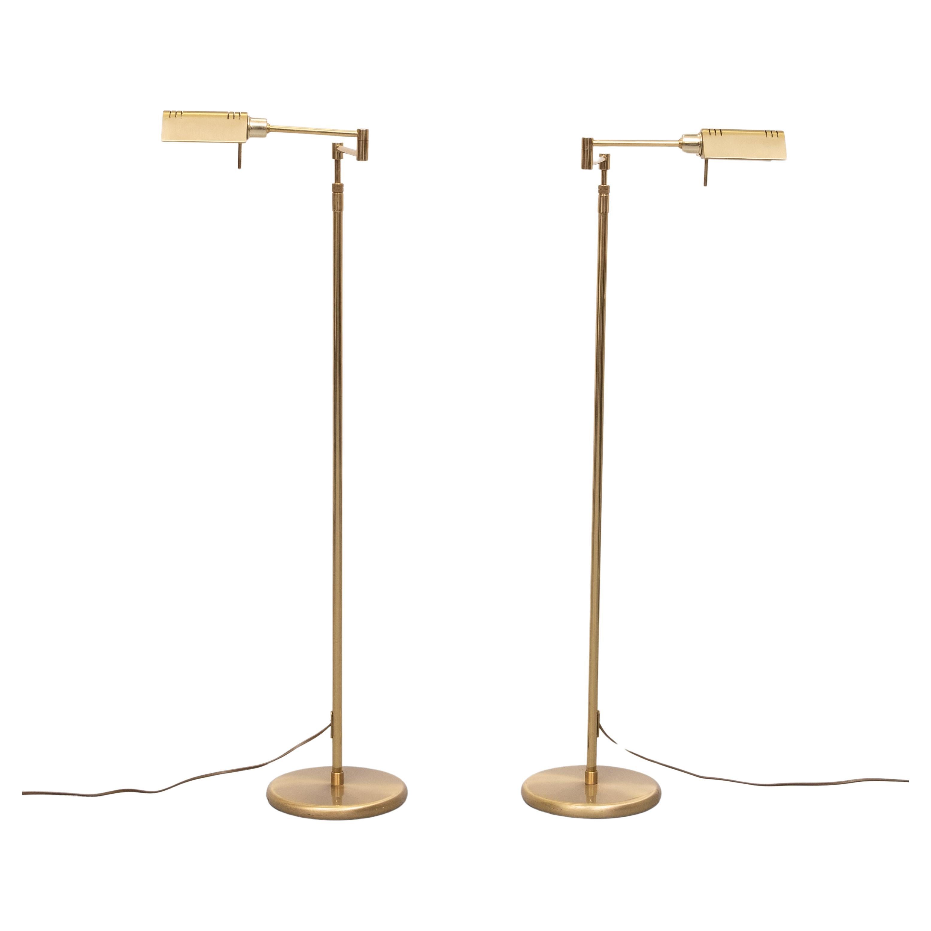 Holtkotter adjustable Brass Library Floor lamps  1980s Germany 