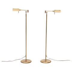 Holtkotter adjustable Brass Library Floor lamps  1980s Germany 