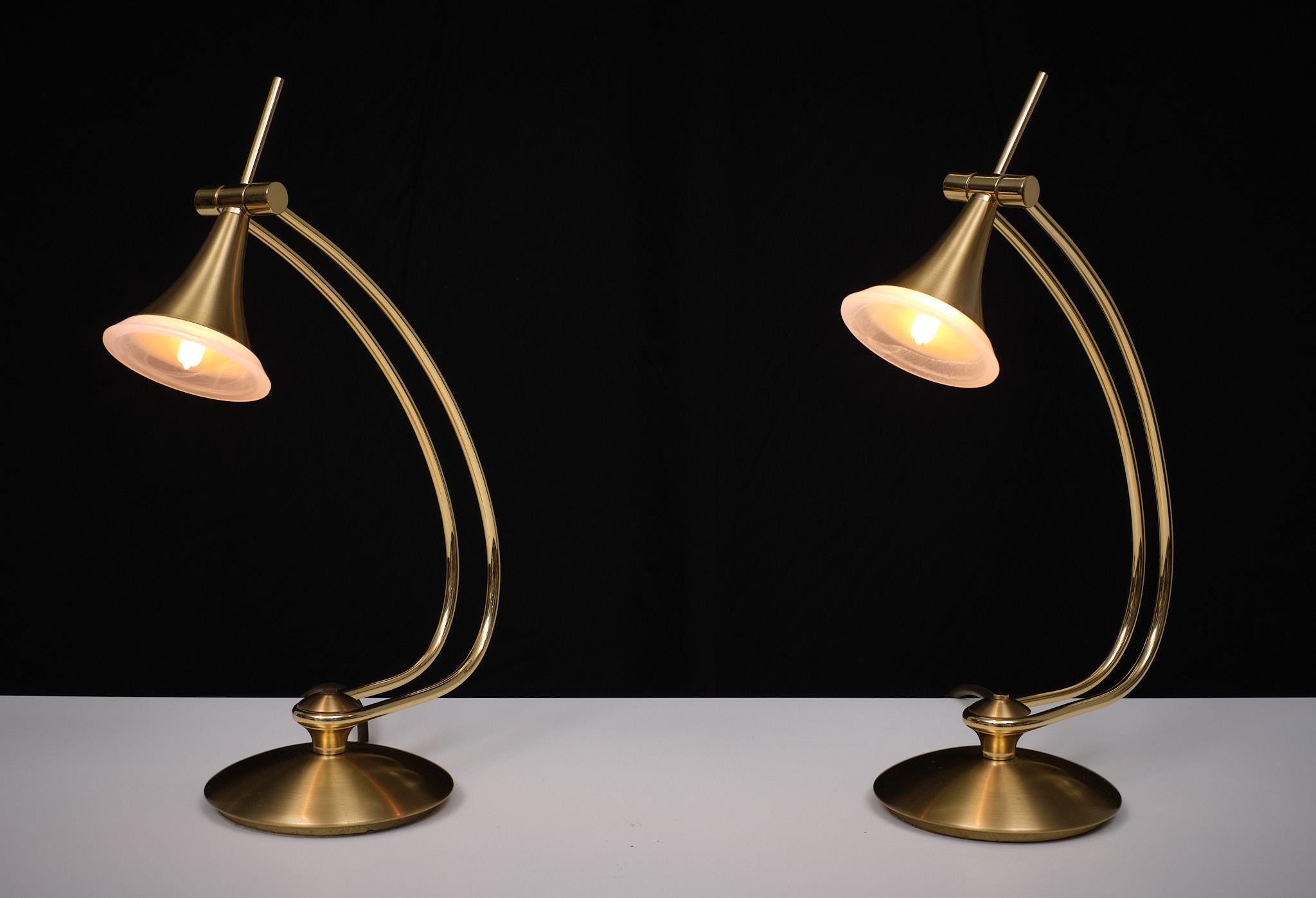 Holtkotter lampes de bureau halogènes en laiton, Allemagne, années 1980  en vente 3