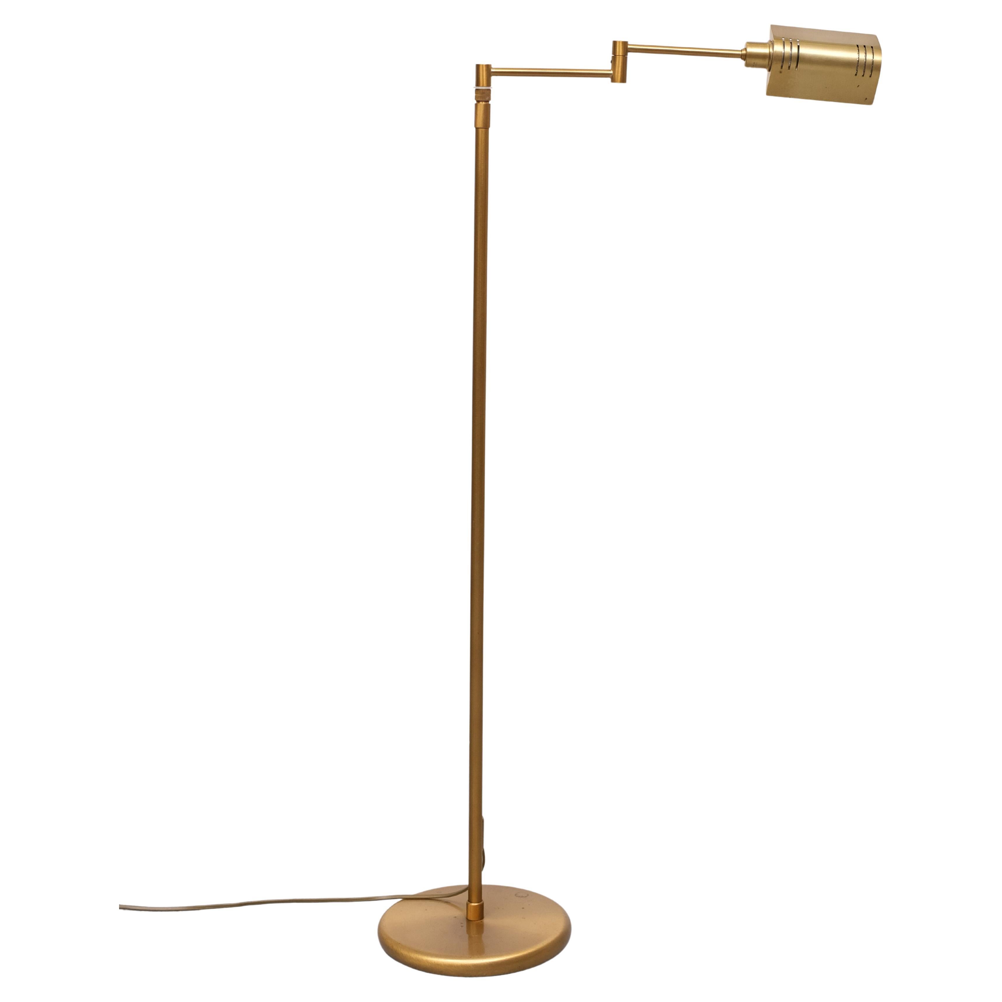 Holtkotter swing arm  Halogen Brass floor lamp 1980s