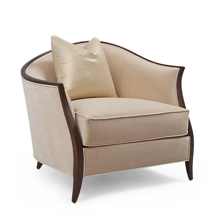 Fabric Holton Left Armchair or Right in Solid Veneered Mahogany For Sale
