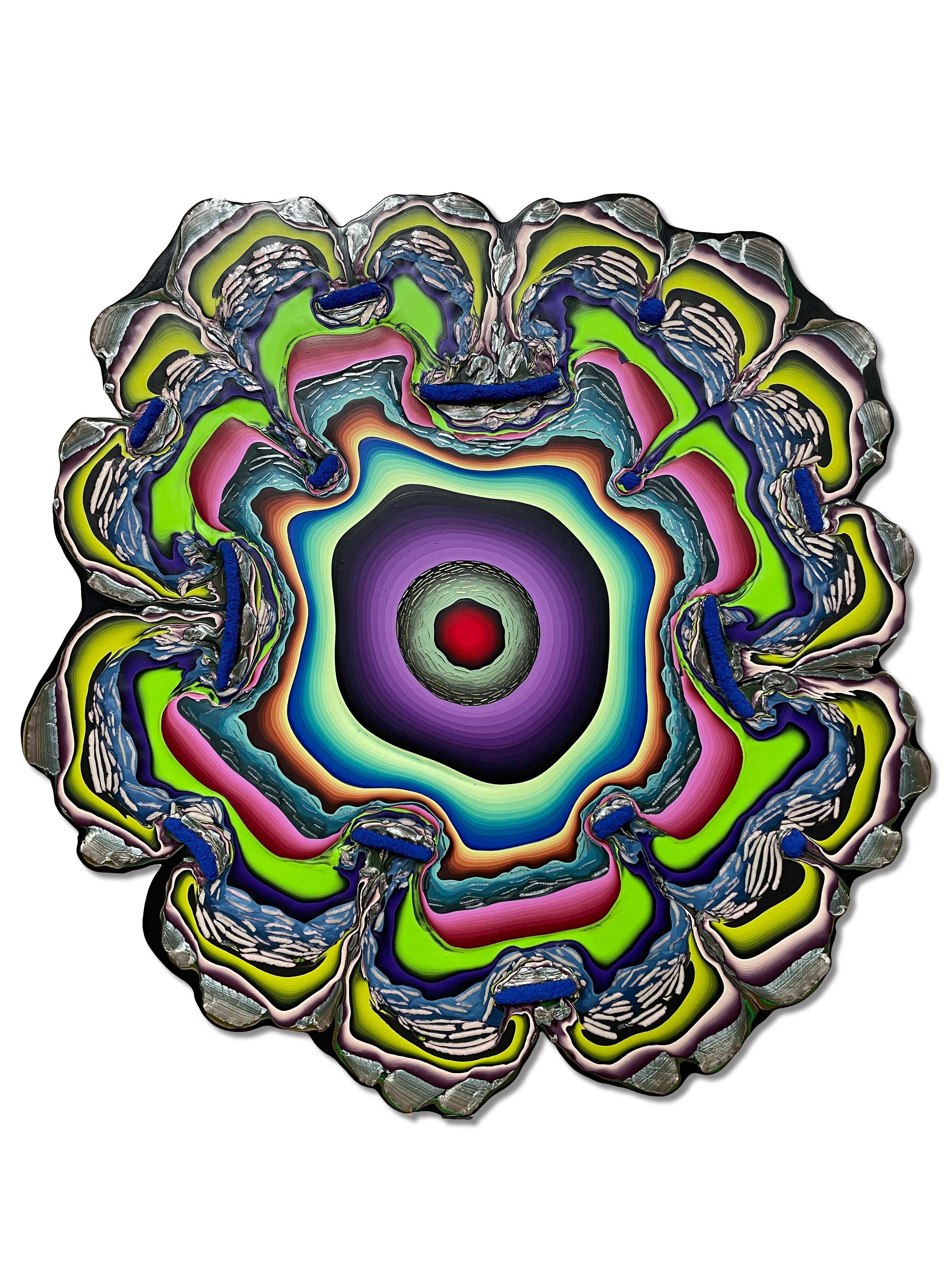 holton rower Abstract Painting - Pour Painting: Holton Rower's Acrylic on Canvas, Abstract, 46x41 in