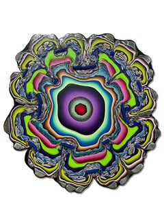 Pour Painting : Acrylique sur toile de Holton Rower, abstrait, 46x41 in