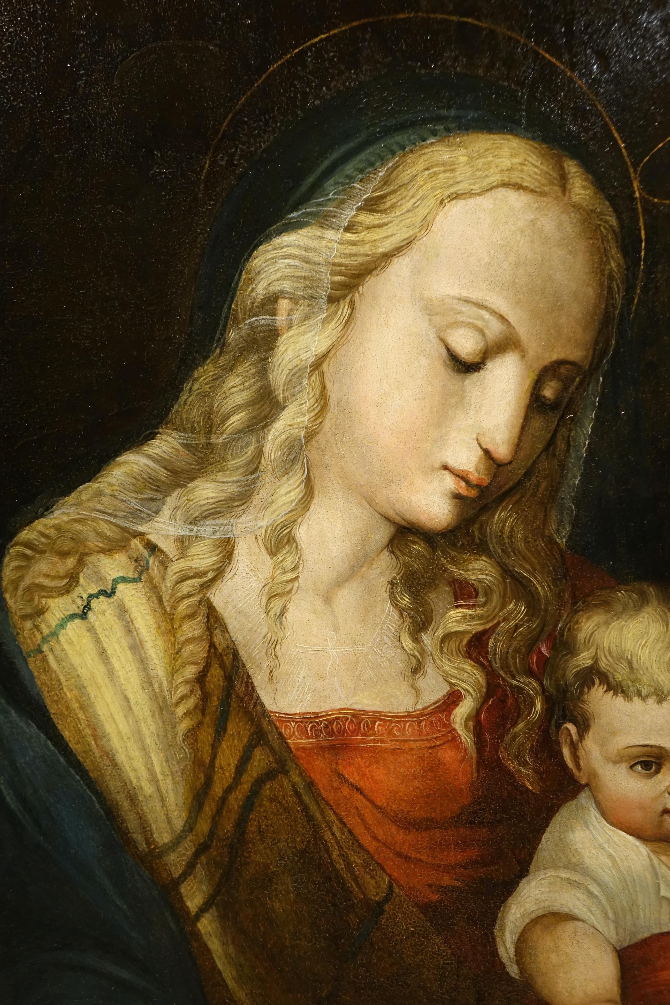 Peint à la main « Holy Family », huile sur panneau, Italie, vers 1500-1520 en vente