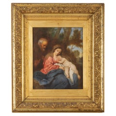 Antique Holy Family Old Painting