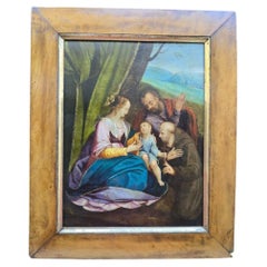 Holy Family with and Saint (oil on copper), 17th century