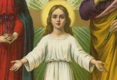 Holy Family with God the Father – Antique German Chromolithograph, 1900