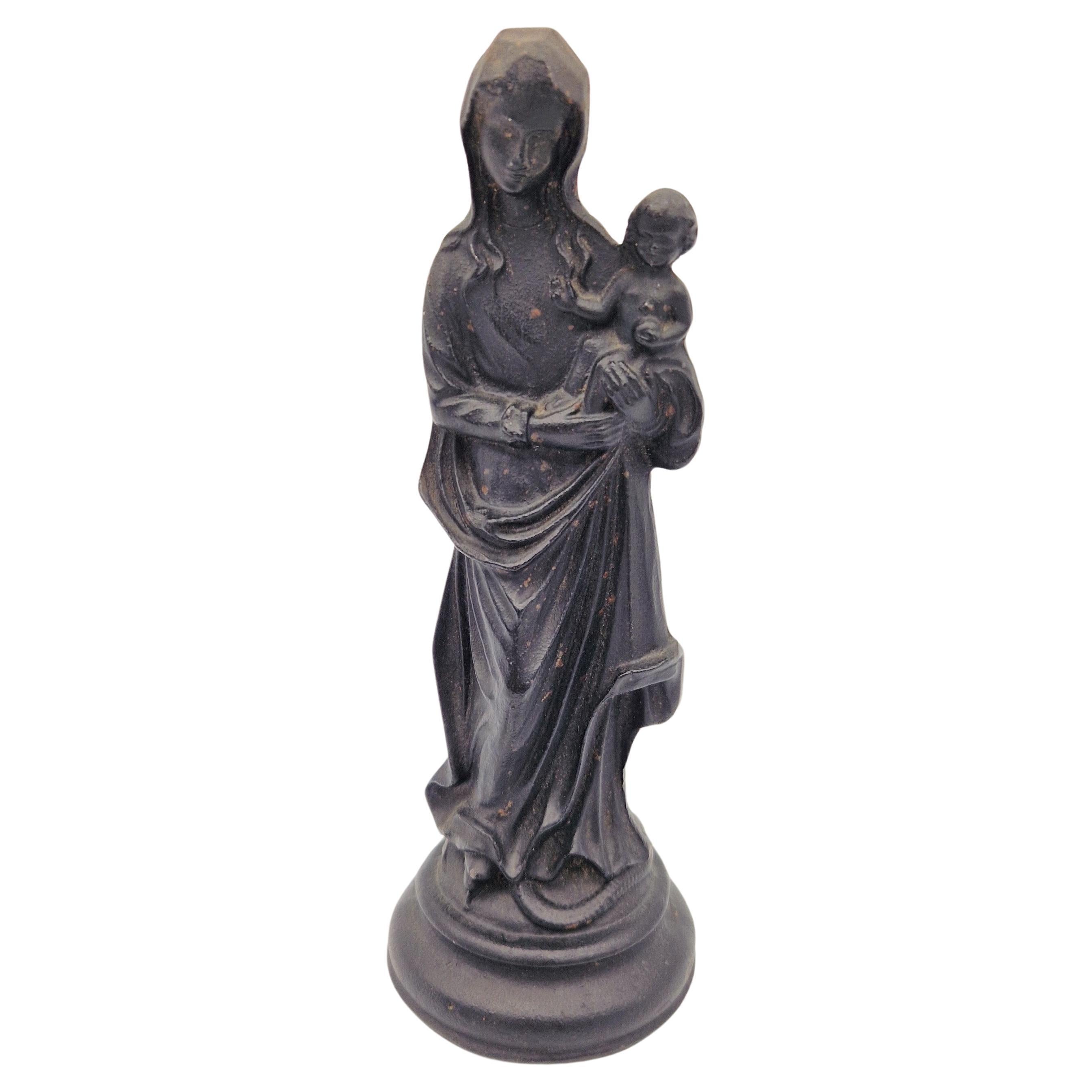 Holy Figure Of Mary With Child Made Of Cast Iron. 1900 1920