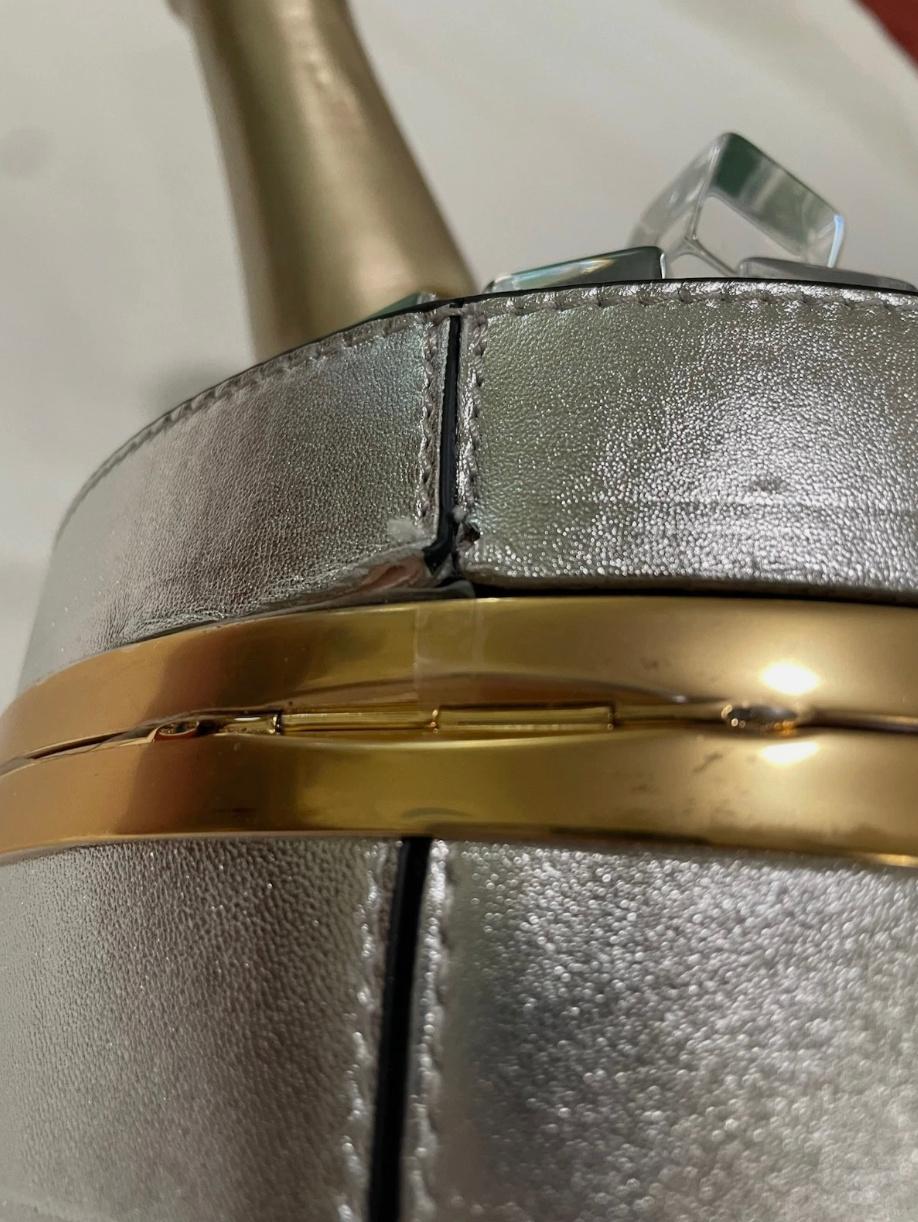 LE GRAAL ! MOSCHINO COUTURE JEREMY SCOTT CHAMPAGNE ICE BUCKET BAG Leather AW22 en vente 6