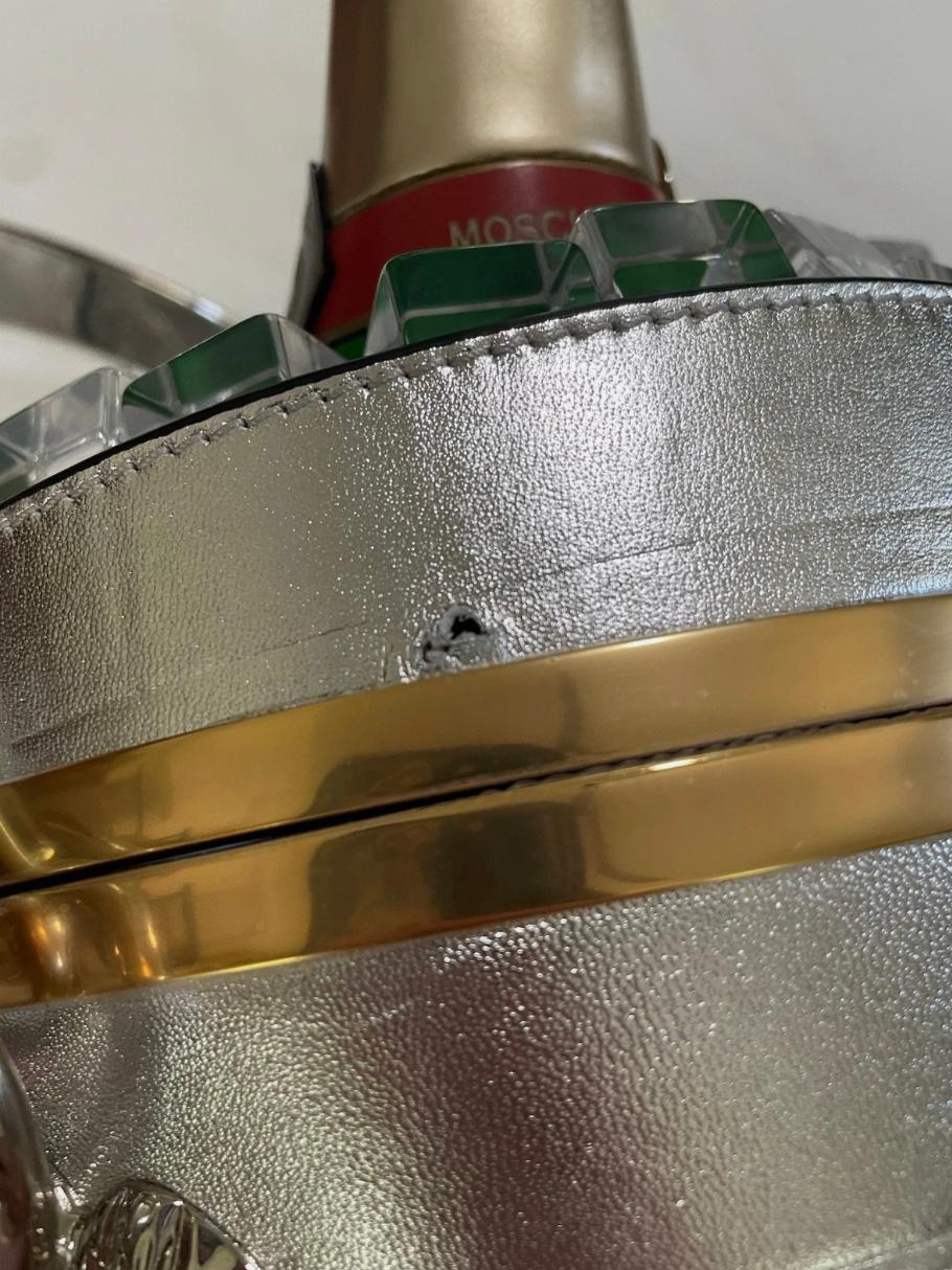LE GRAAL ! MOSCHINO COUTURE JEREMY SCOTT CHAMPAGNE ICE BUCKET BAG Leather AW22 en vente 3