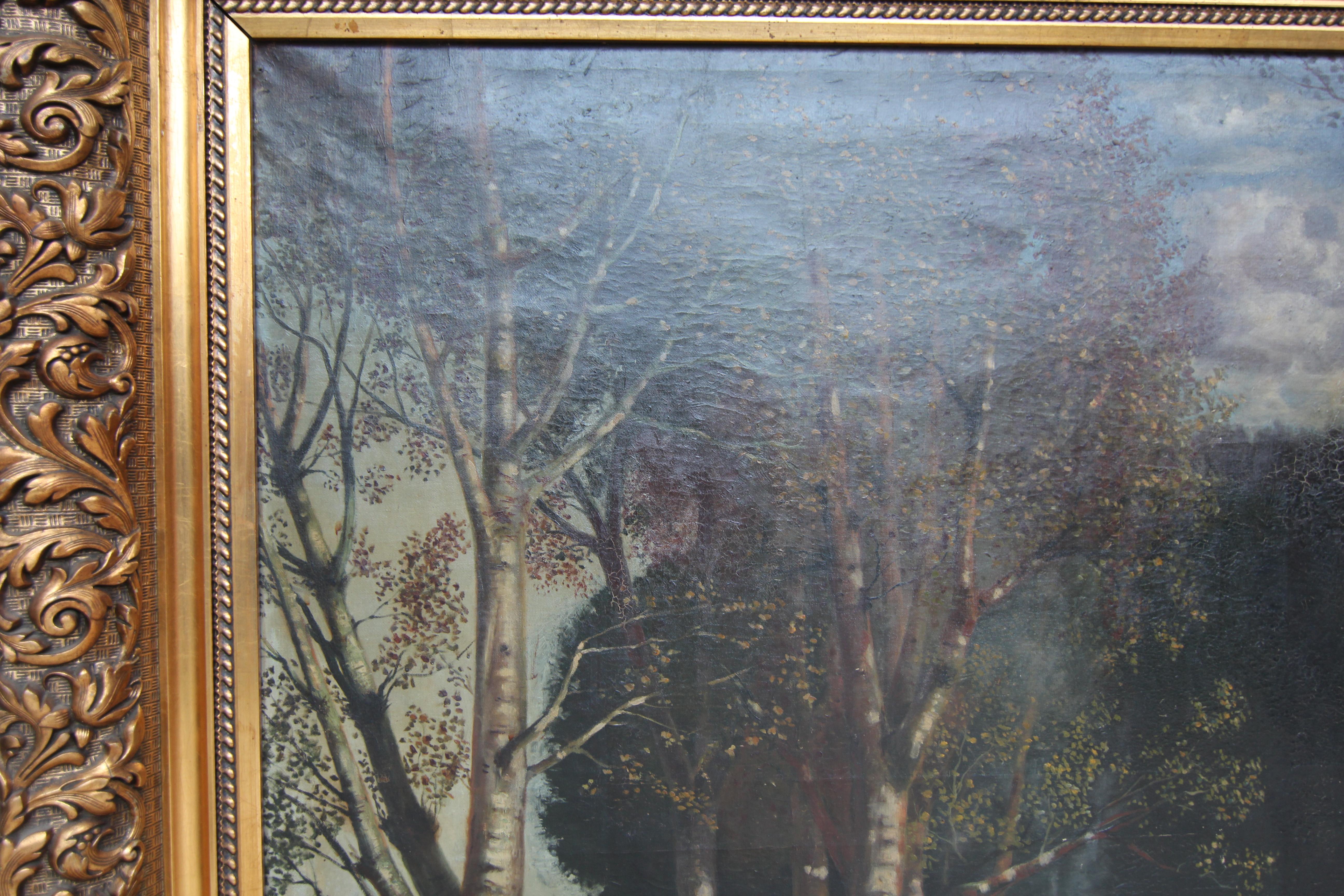 European Holy Grove, Der Heilige Hain after Arnold Böcklin, Framed Painting Oil on Canvas For Sale
