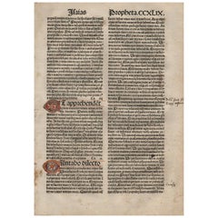 Antique "Holy, Holy, Holy" Isaiah 6, 1482 Latin Bible Leaf Medieval Incunabula