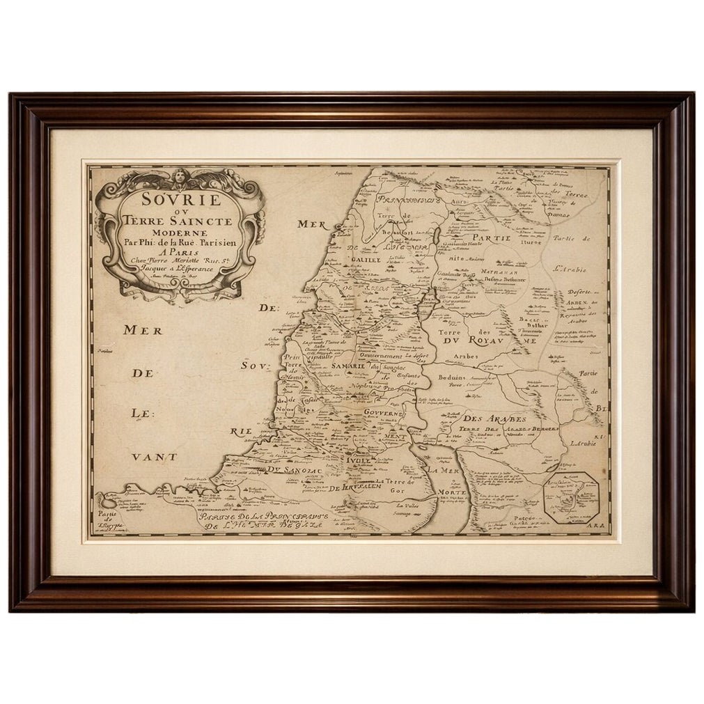 Holy Land Antique Map — Palestine, Syria, Levant Region, De la Rue Paris c1700