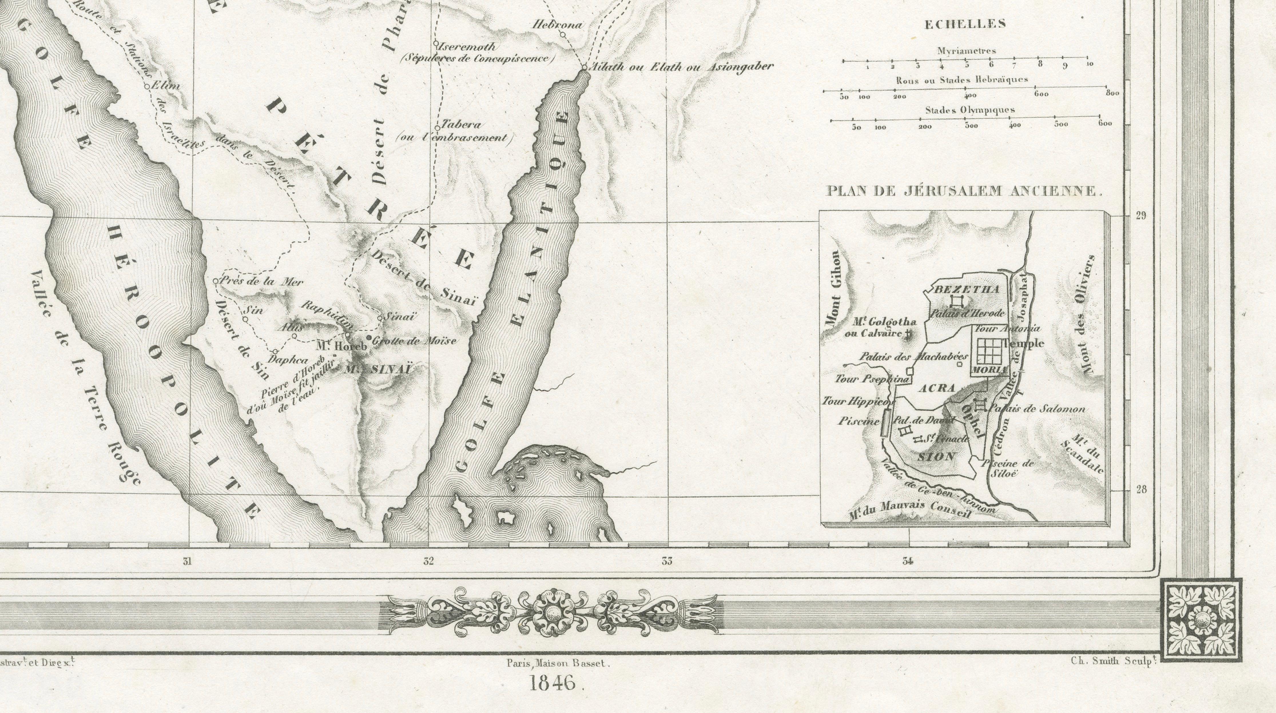 Holy Land Map, Jerusalem & Sinai — Dufour Biblical Map, Paris 1846