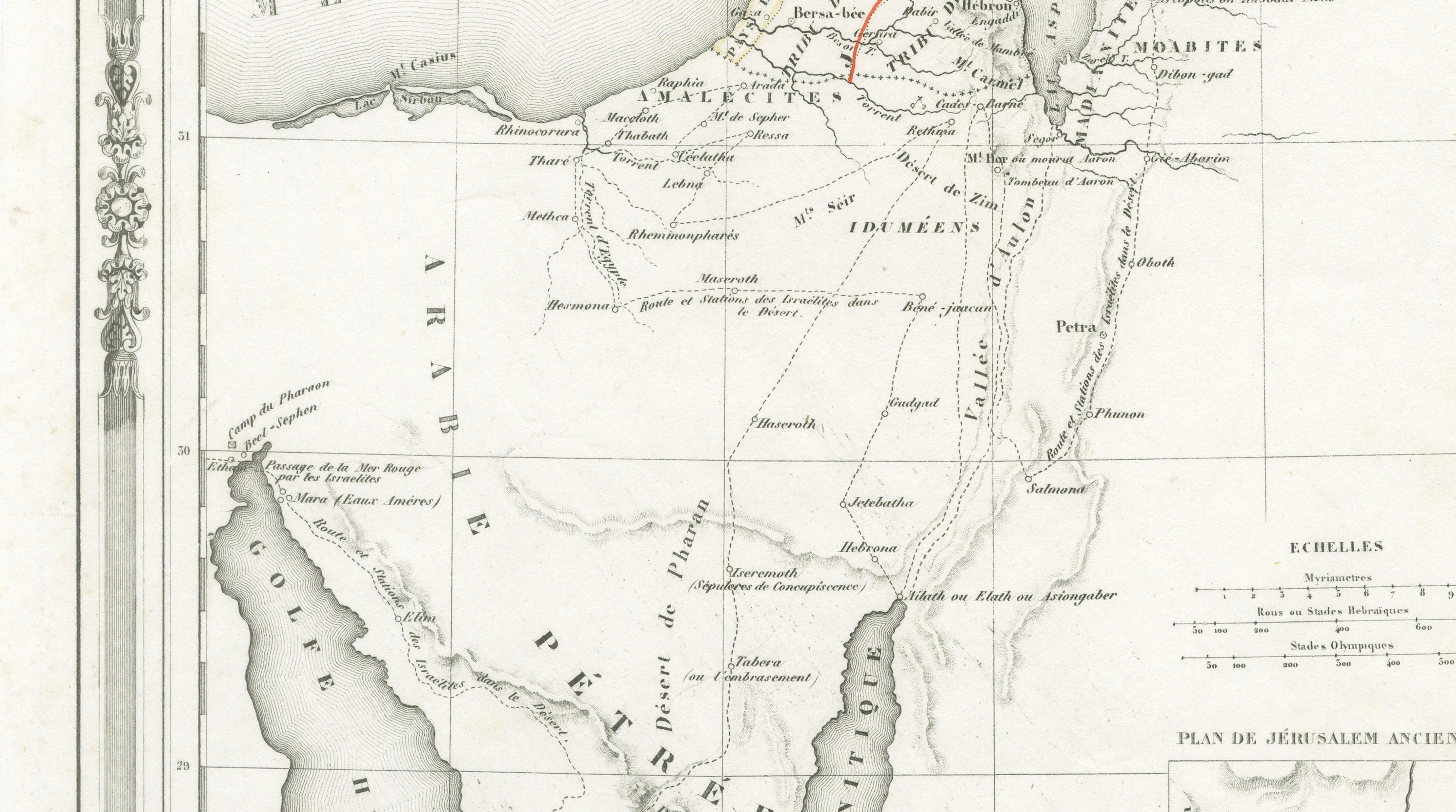 Holy Land Map, Jerusalem & Sinai — Dufour Biblical Map, Paris 1846