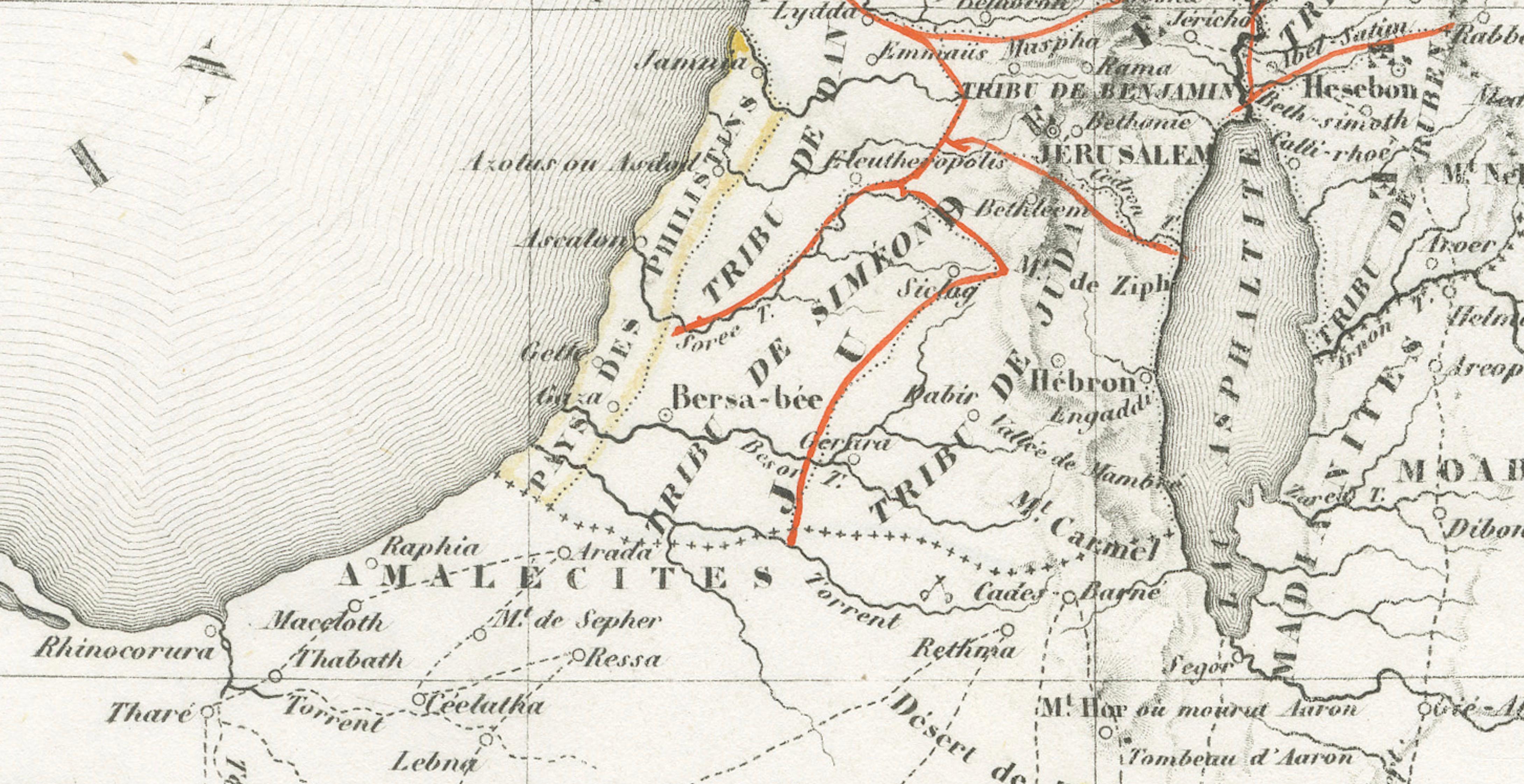 Holy Land Map, Jerusalem & Sinai — Dufour Biblical Map, Paris 1846