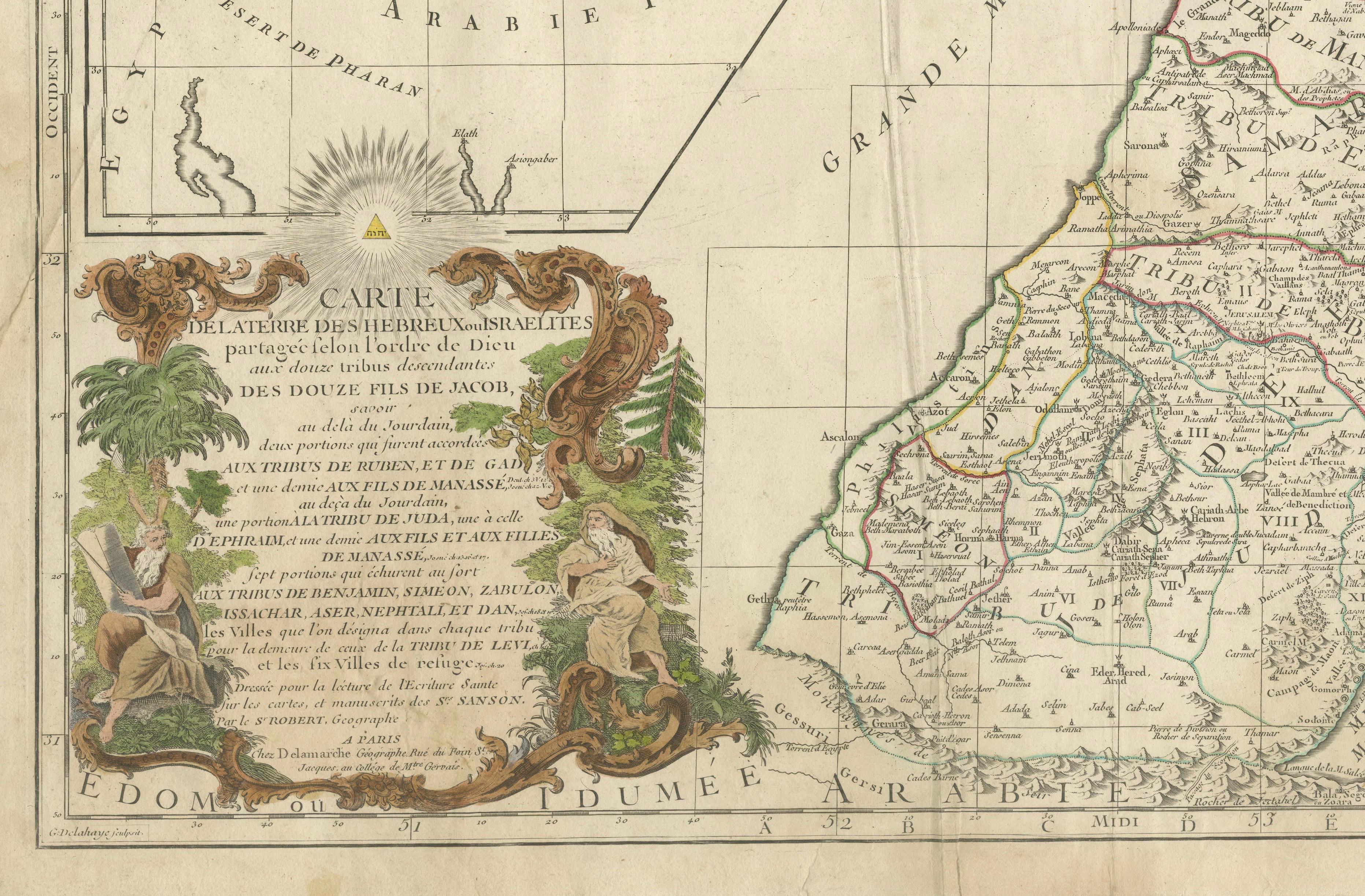 Holy Land Map of the Twelve Tribes of Israel, After Sanson, Paris c.1798