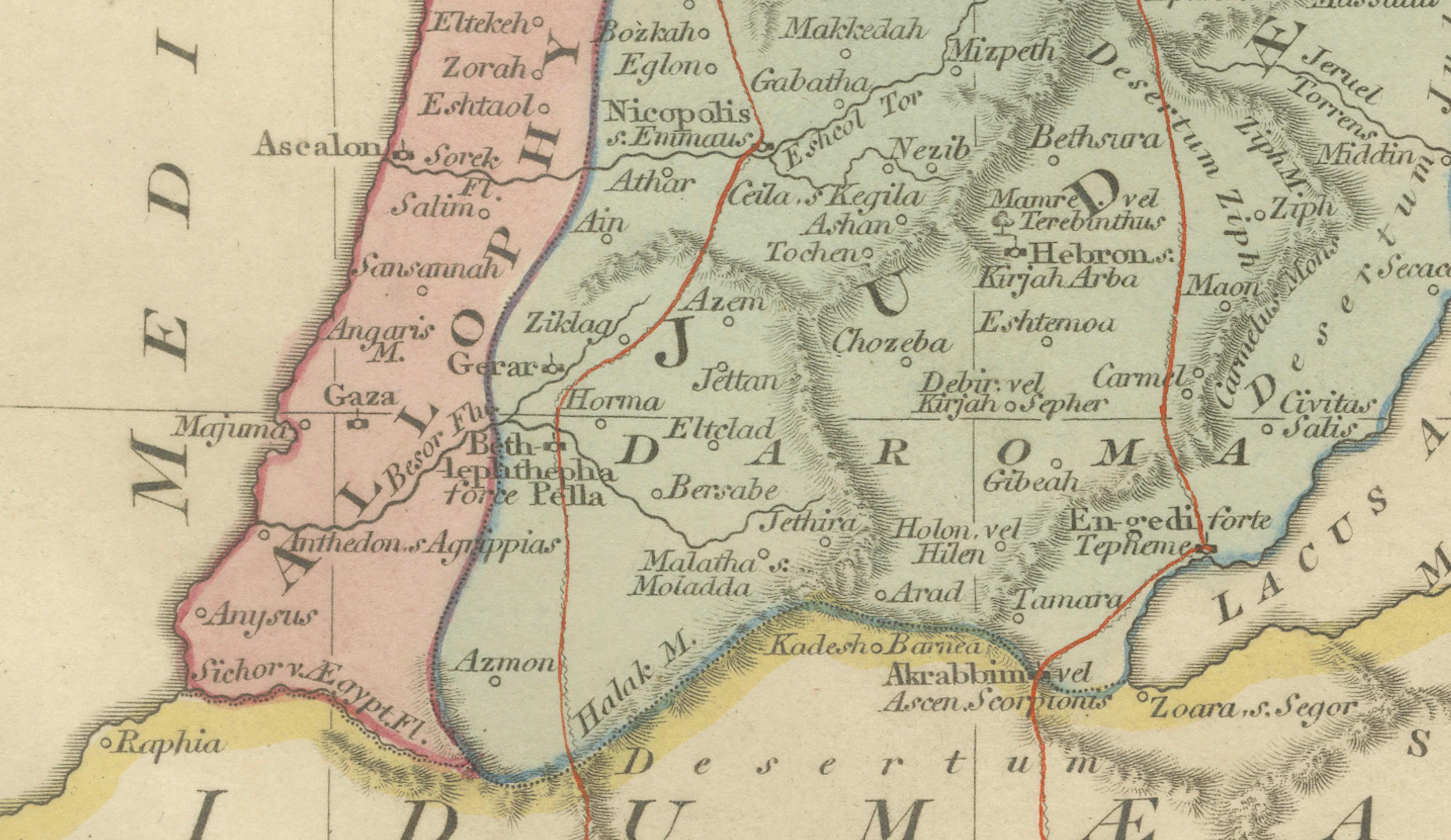 Holy Land Map — Palestina seu Terra Sancta, Biblical Geography, Wilkinson 1819