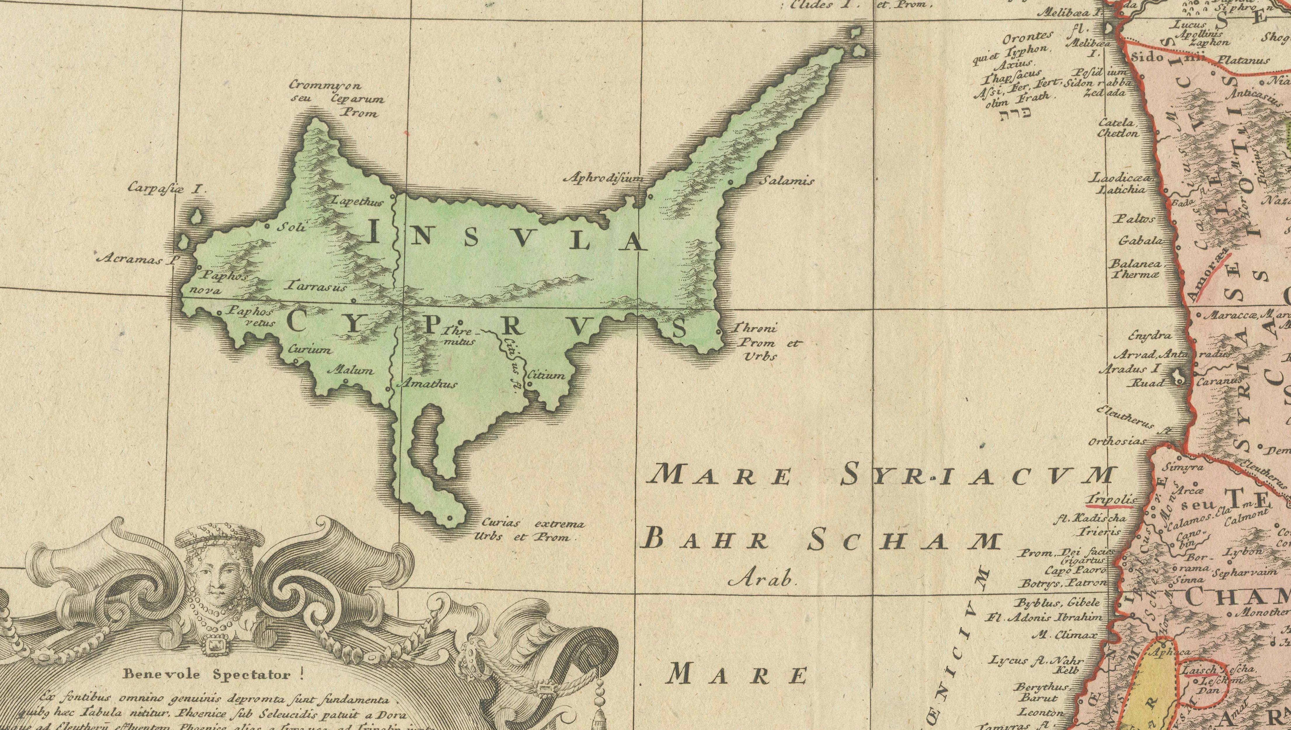Holy Land Map Palestine Homann Heirs, Hand Colored, c.1744