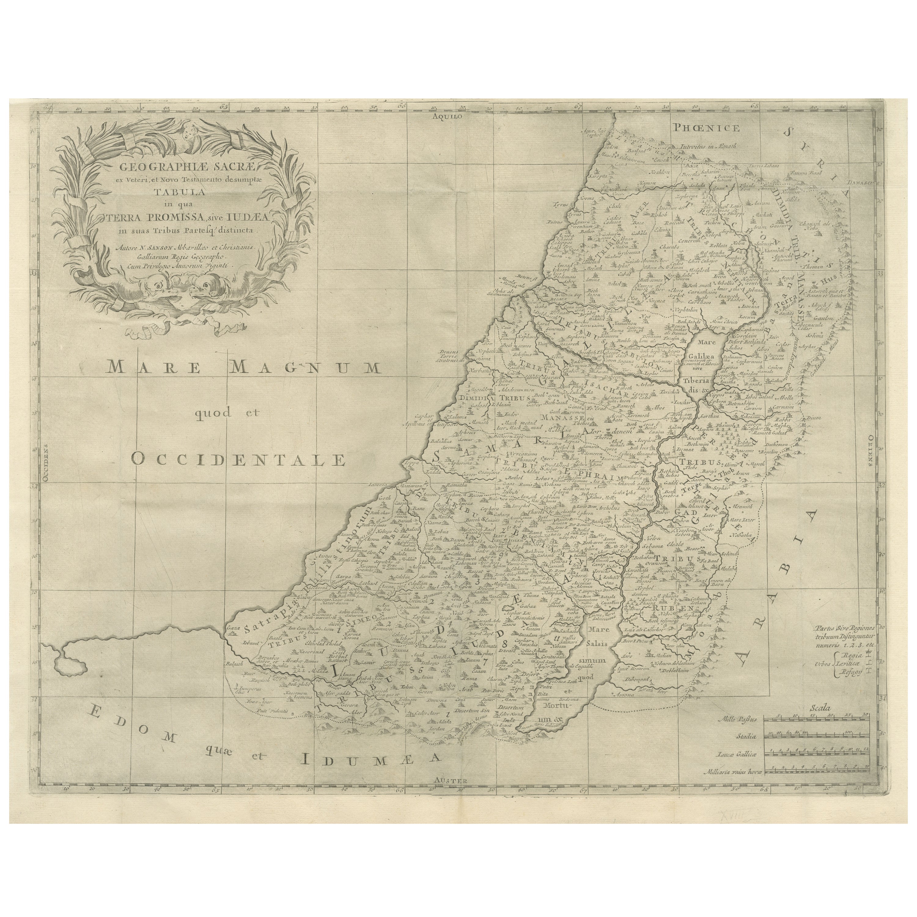 Holy Land Map, Terra Promissa or Judaea – Nicolas Sanson, c.1700