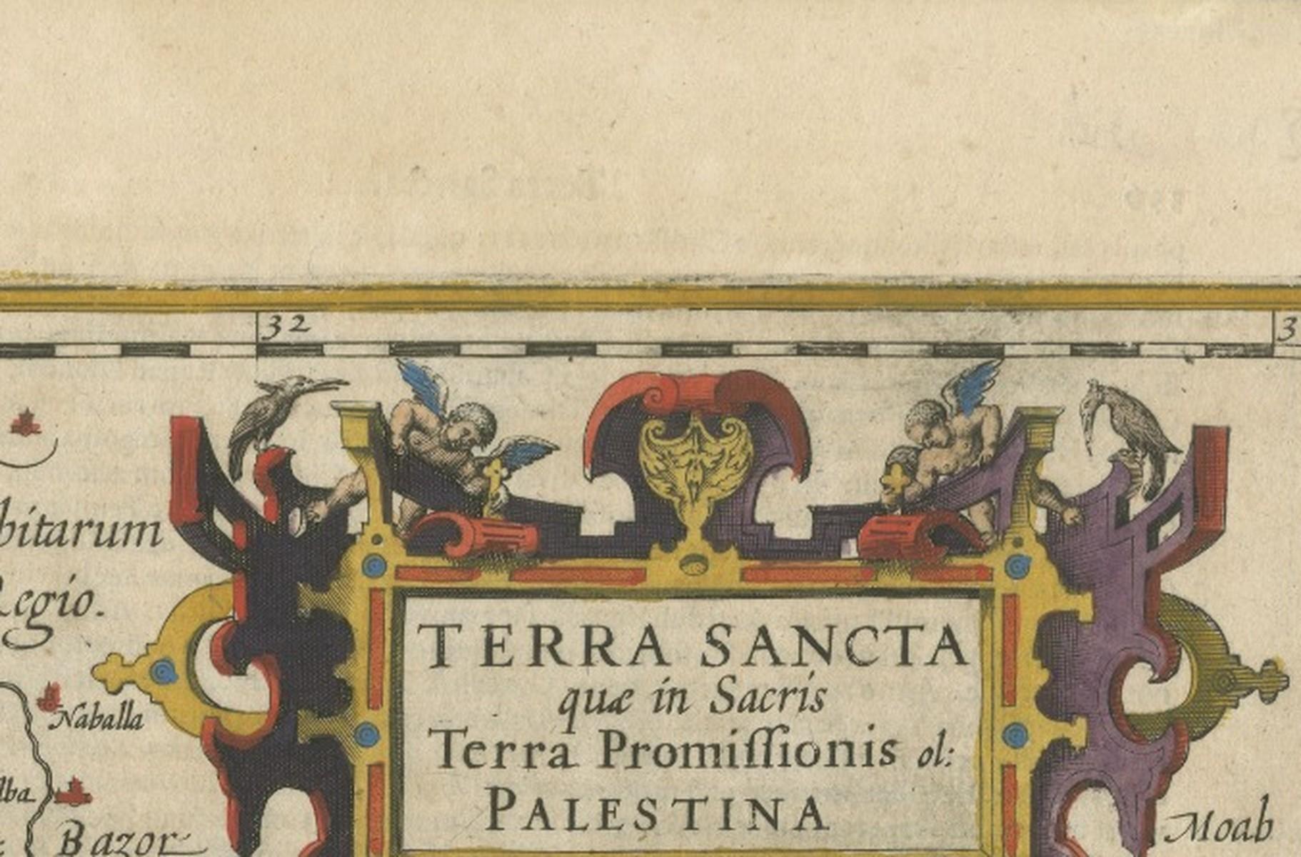 Holy Land Map – Terra Sancta Palestina, Hondius, Hand-Colored Engraving c.1620