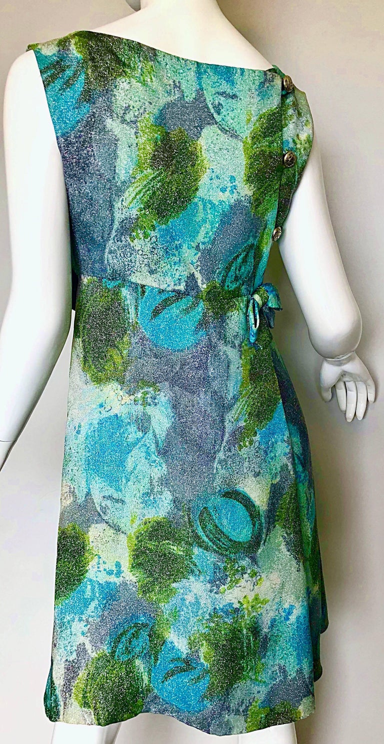 1960s Holt Renfrew Silk Lurex Blue + Green Metallic Watercolor 60s A Line  Dress For Sale at 1stDibs | holt renfrew evening dresses, 1960 a line dress,  cabi midnight dress