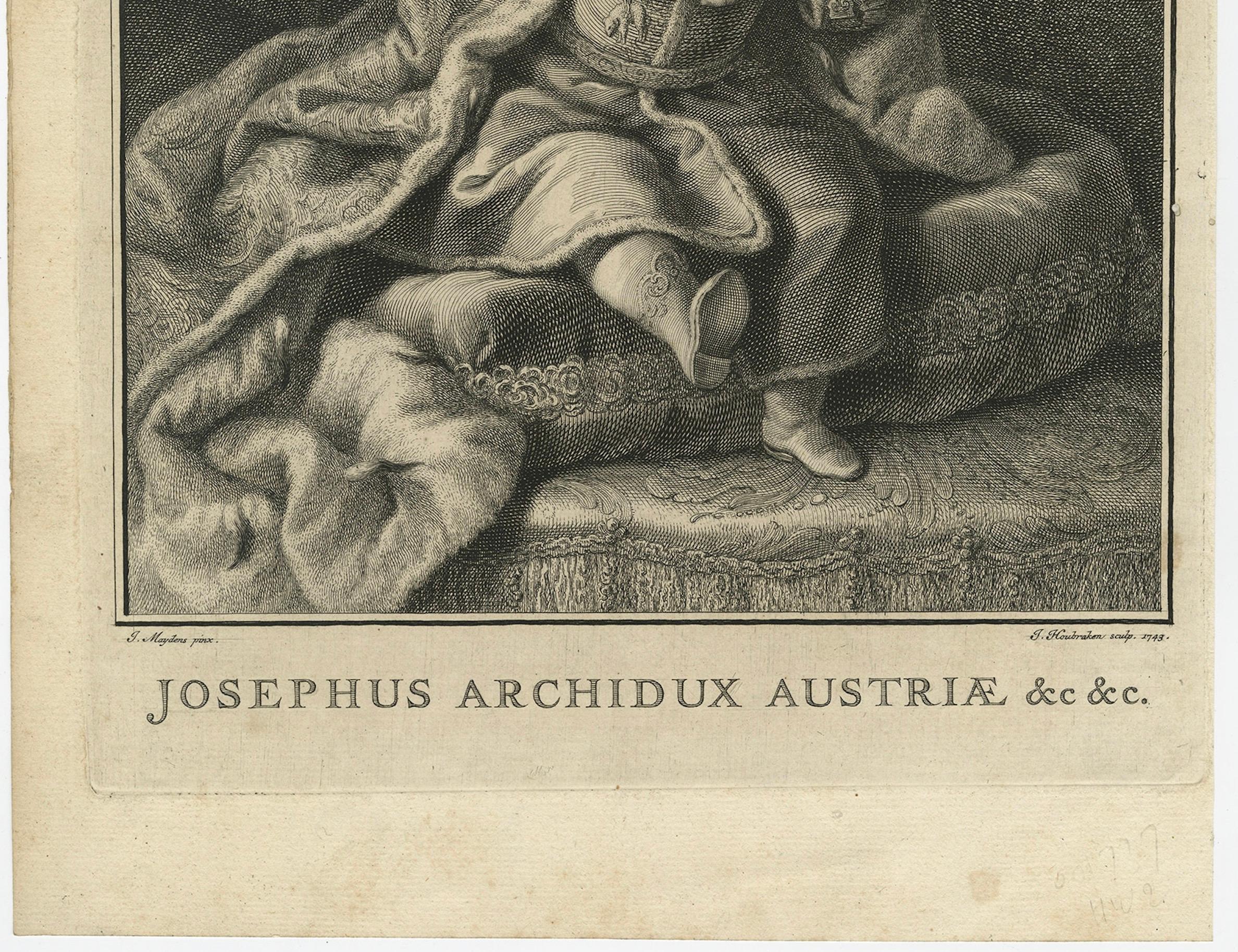 Mid-18th Century Holy Roman Emperor Joseph I, Ruler of the Austrian Habsburg Monarchy, 1743 For Sale
