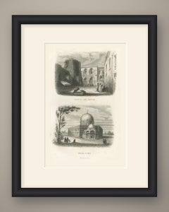 Holy Sepulchre Church and Dome of the Rock, Jerusalem, Antique Print, 1859