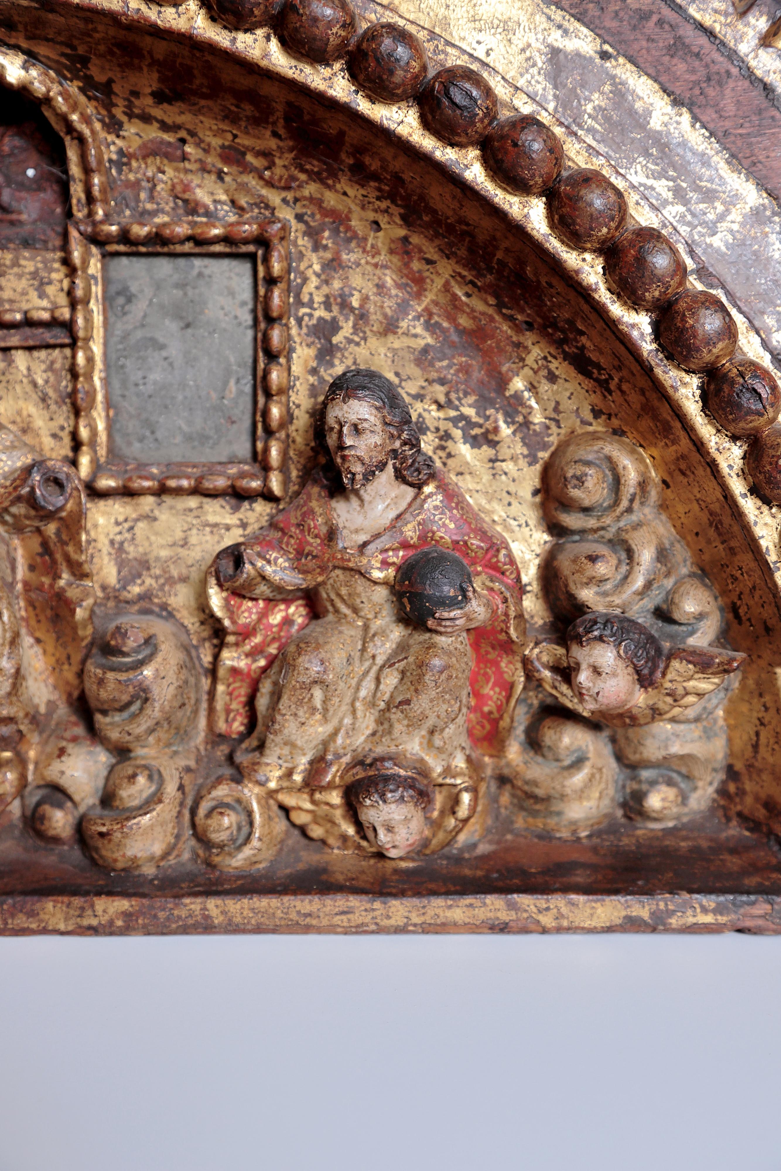 Hand-Carved Holy Trinity / Father, Son, and Holy Ghost Carved and Gilded Fragment