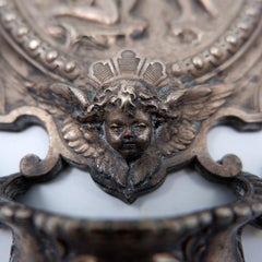 Holy water font depicting "The Baptism of Christ" in silver-plated copper - 19th