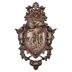 Holy water font depicting "The Baptism of Christ" in sterling silver - 20th