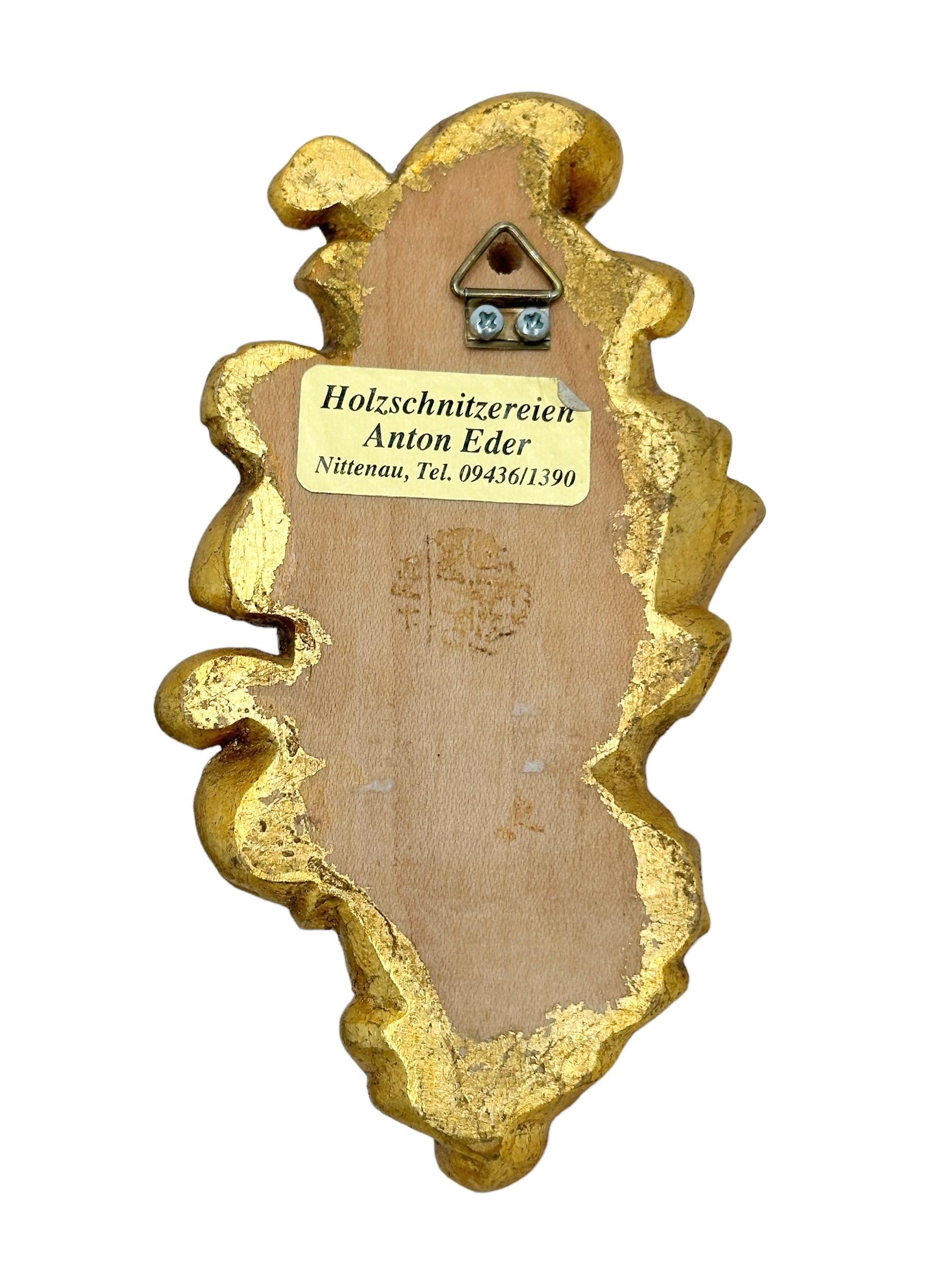 Holy Water Font mit Jungfrau Maria und Jesus Kind aus Holz, vergoldet, 1980er Jahre im Zustand „Gut“ im Angebot in Nuernberg, DE
