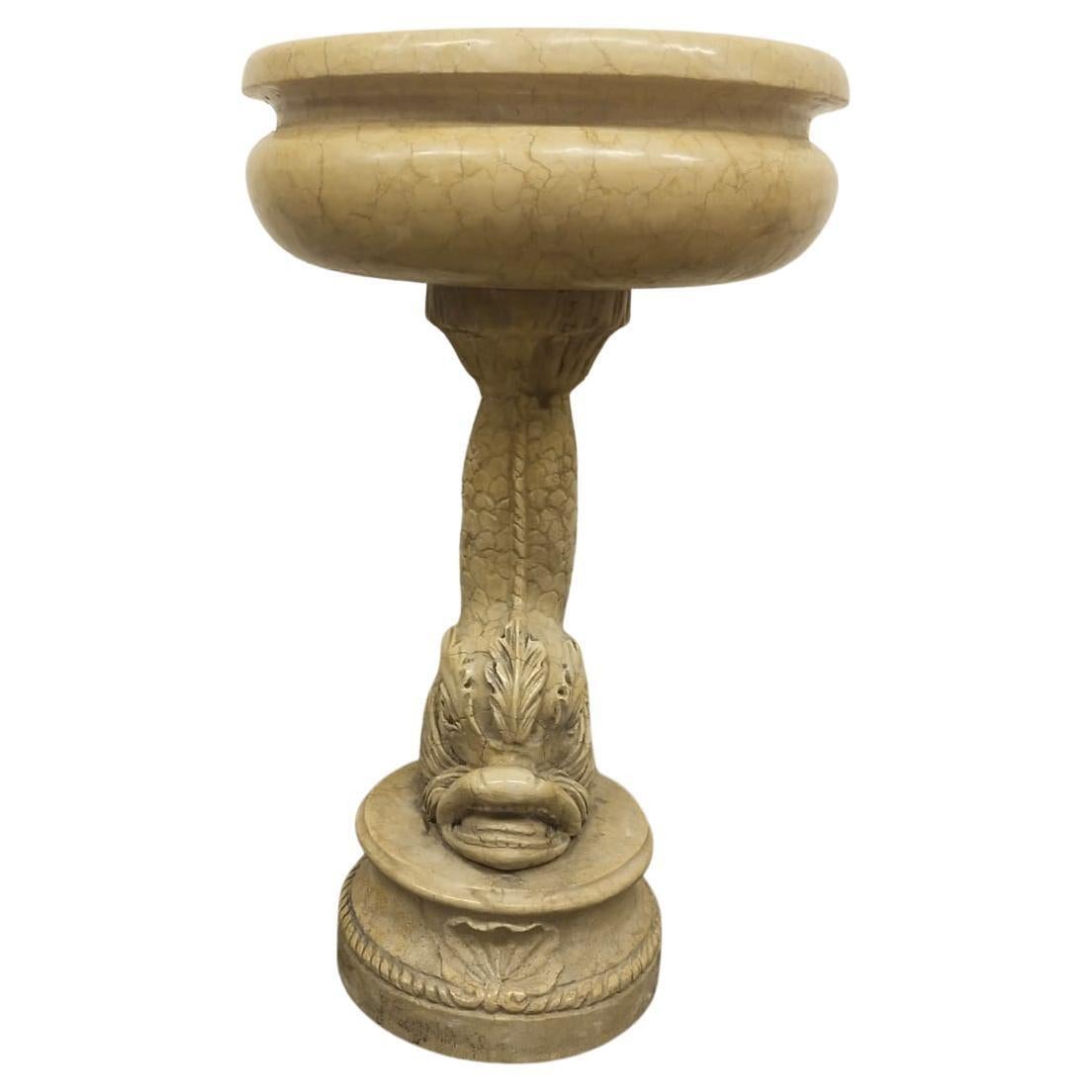 20th Century Holy water stoup in antique yellow marble For Sale