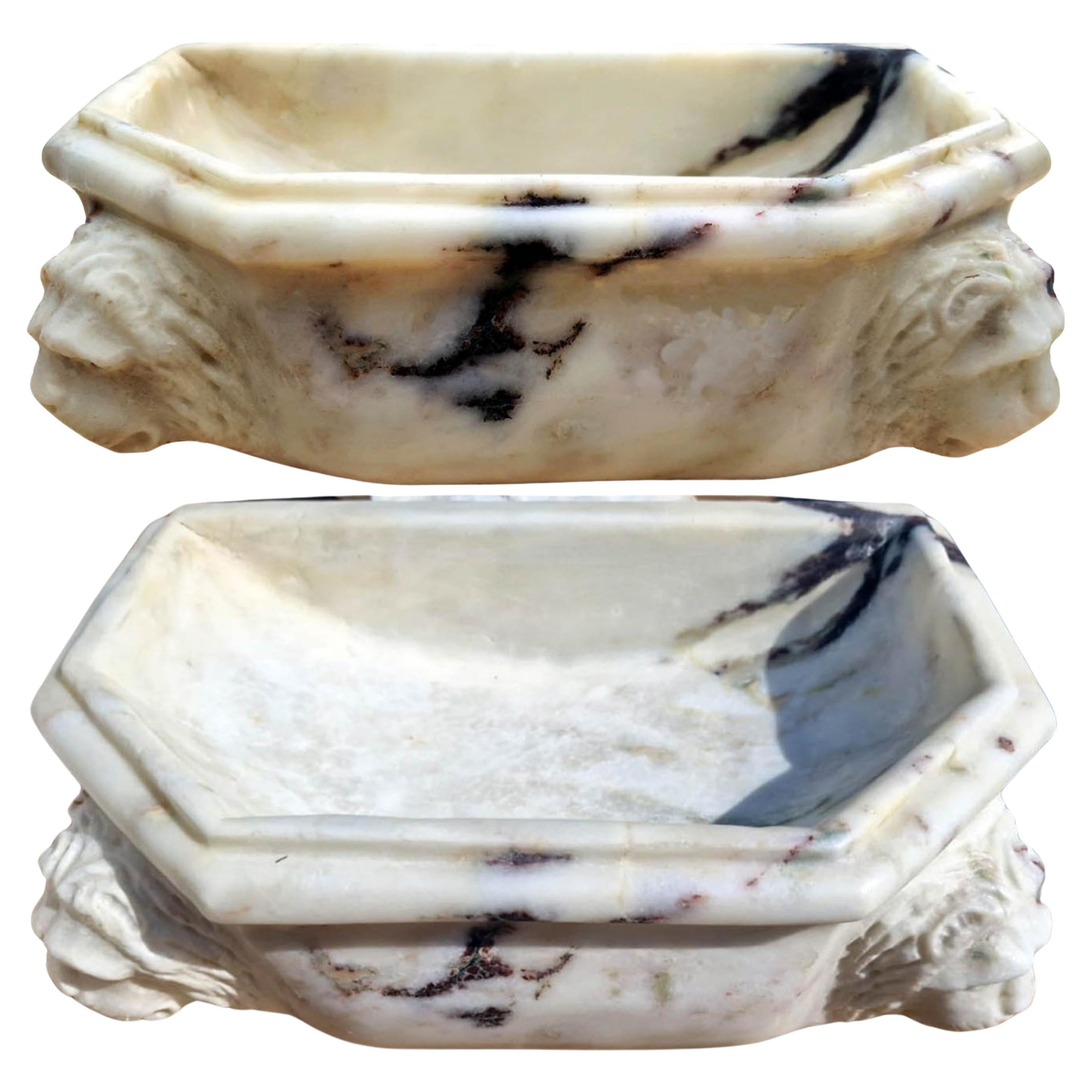 HOLY WATER STOVE IN ITALIAN BRECCIA PERNICE MARBLE FROM CARRARA 20th