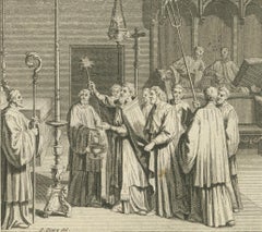Holy Week and Candlemas Rites – 1734 Engraving of Catholic Liturgical Scenes