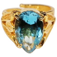 Holystone Indira Blue Topaz Ring with 5.6 Carat Blue Topaz in 18K Gold Vermeil