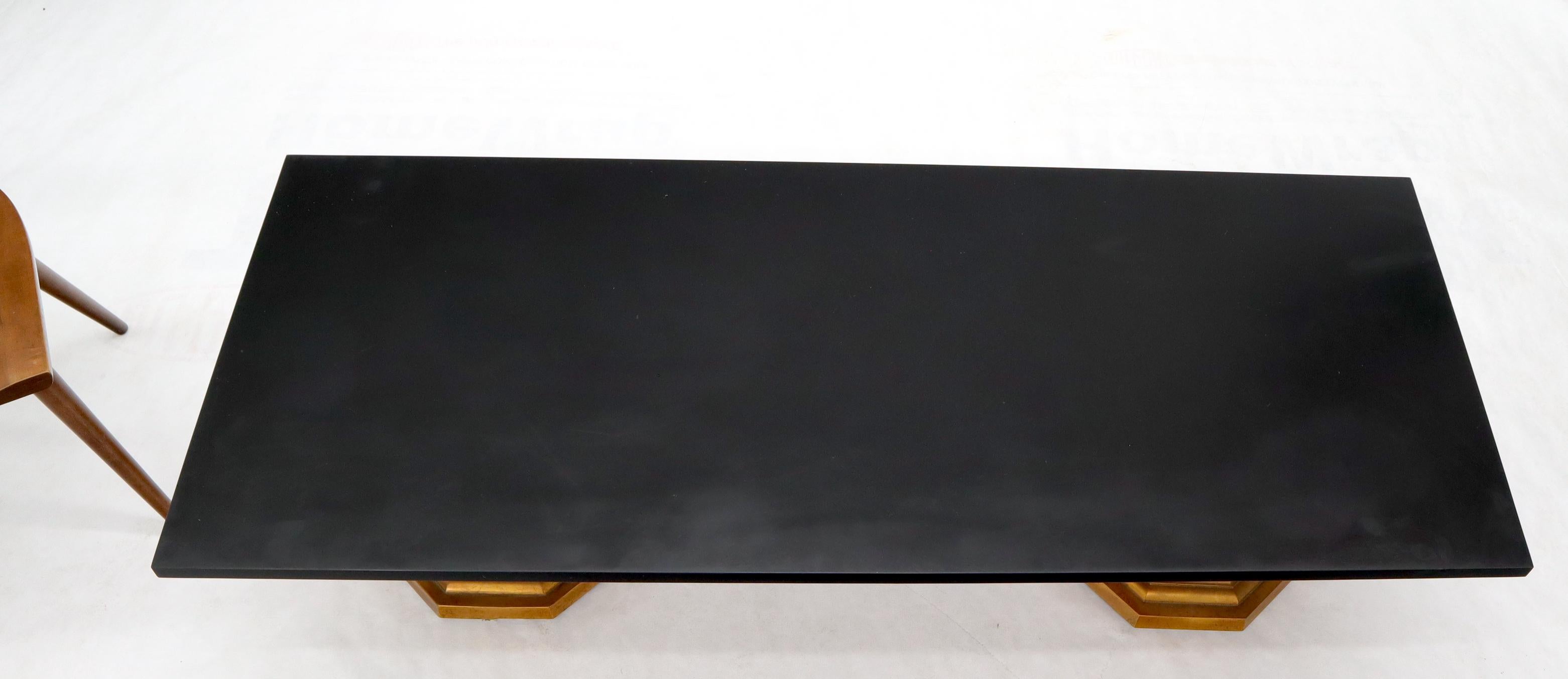 Hollywood Regency Faux Gold Gilt Base Solid Slate Top Coffee Table For Sale 2