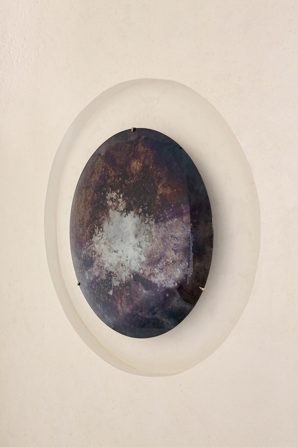 Modern HOMA ''Autumn Forest'' Convex Oxidized Antique Mirror. For Sale