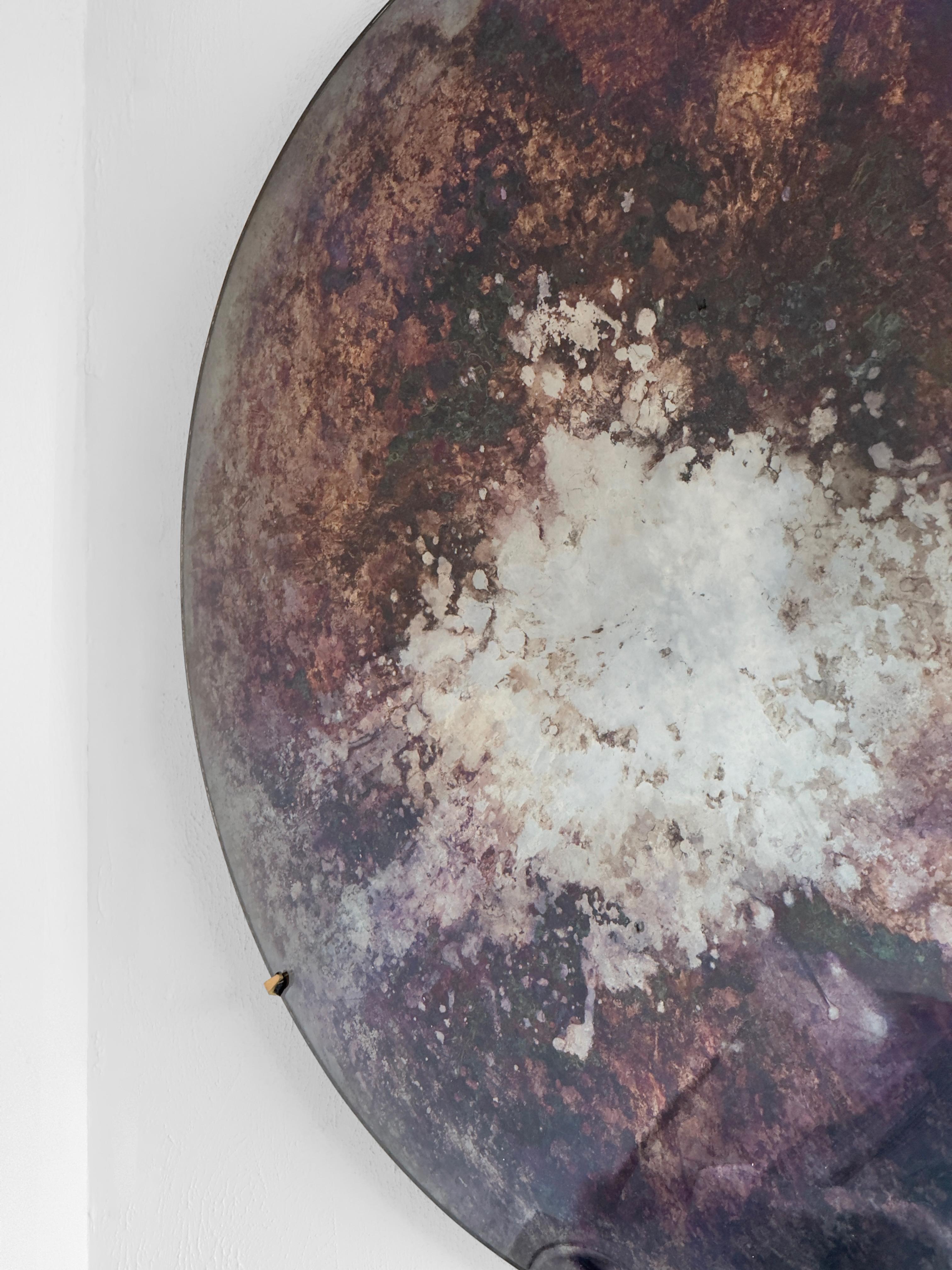 Turkish HOMA ''Autumn Forest'' Convex Oxidized Antique Mirror. For Sale