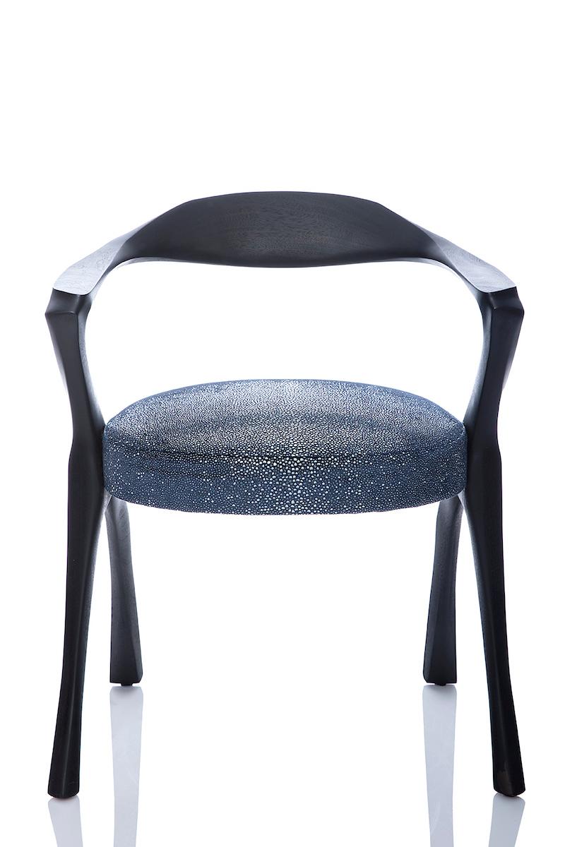 HOMAGE Chair-Organic, Sculptural, HandCarved, Ebonized ContemporaryDining Armchair For Sale 1