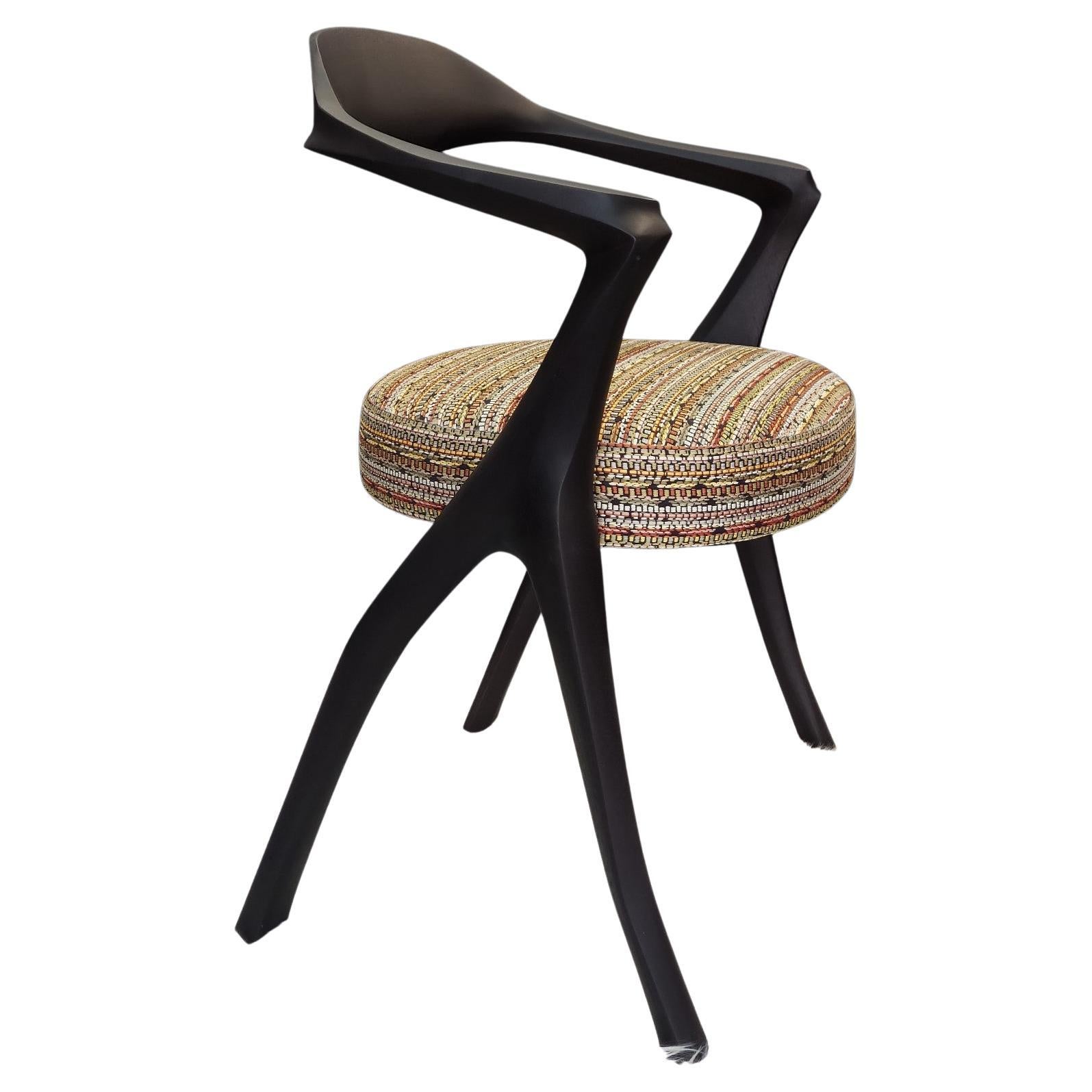 HOMAGE Chair-Organic, Sculptural, HandCarved, Ebonized ContemporaryDining Armchair For Sale
