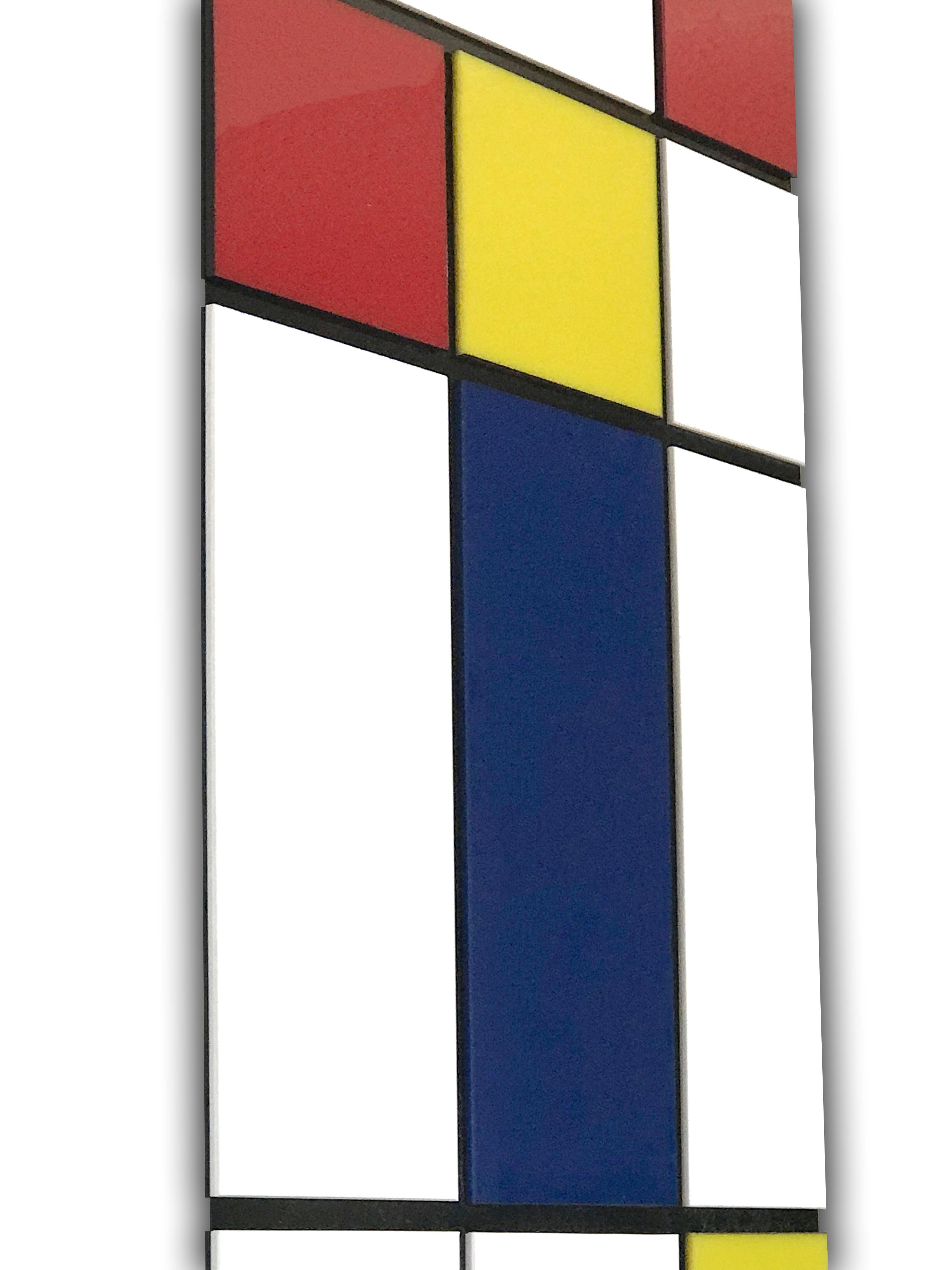 Piet Mondrian was and still is a pioneer in abstract art. This 3D wall sculpture is an homage to his contributions. Though his body of work spans several styles, his compositions using primary colors and simple lines are what brought him renowned