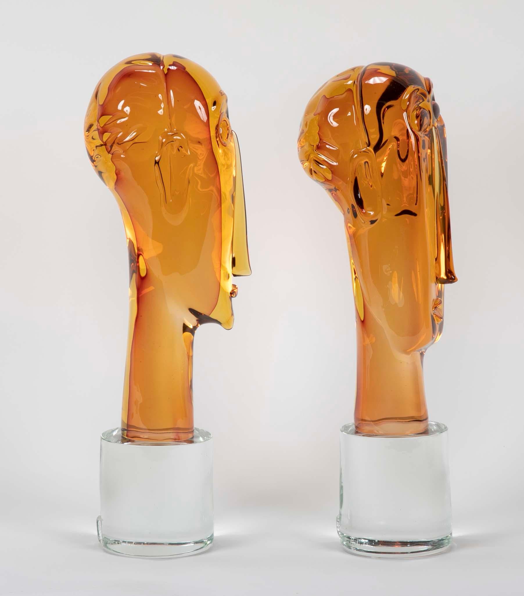 Homage to Amedeo Modigliani Pair of Murano Glass Figures  For Sale 1