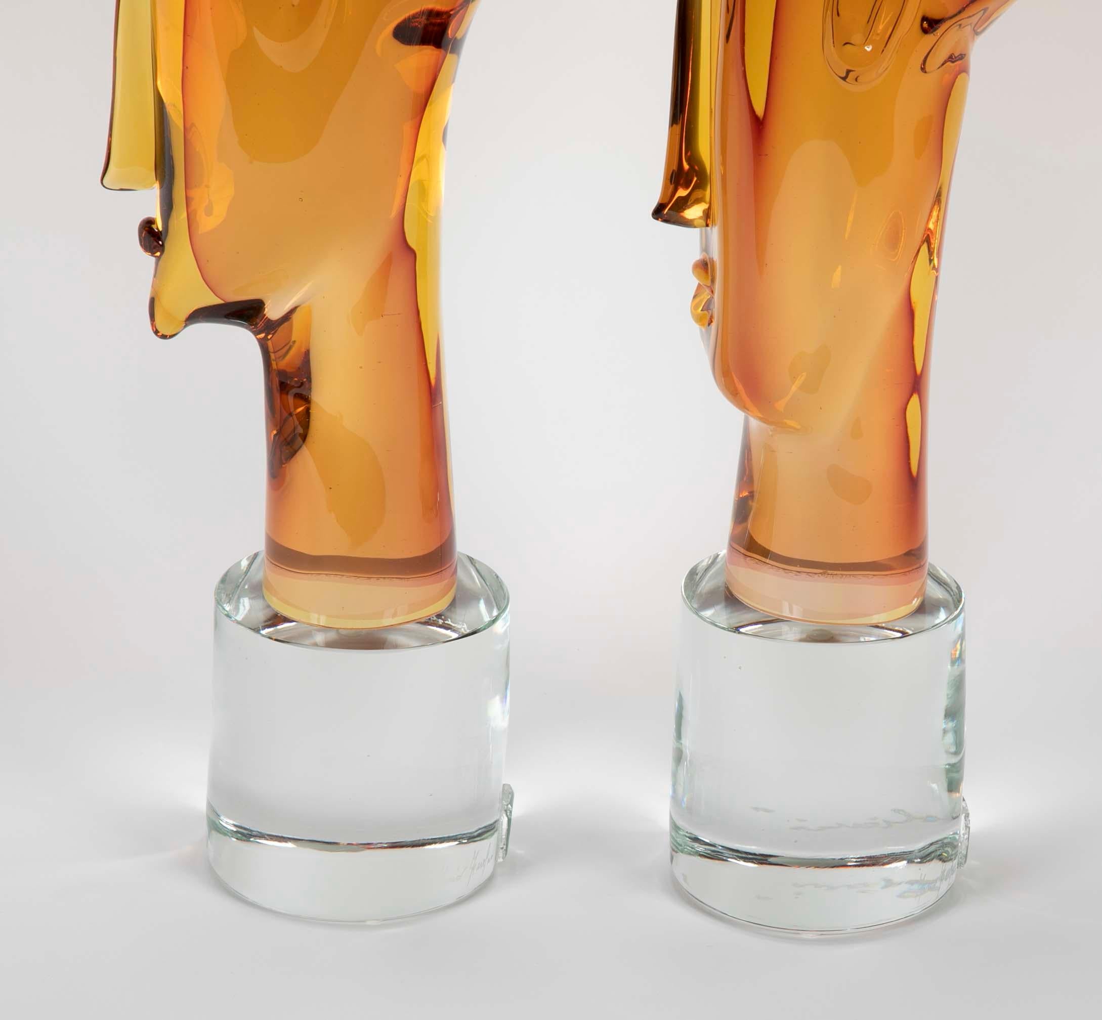 Italian Homage to Amedeo Modigliani Pair of Murano Glass Figures  For Sale