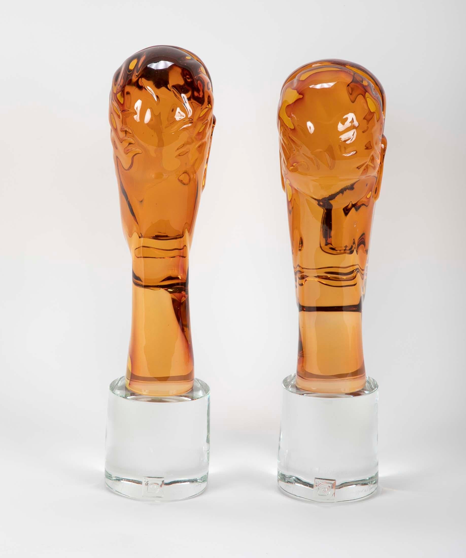 Homage to Amedeo Modigliani Pair of Murano Glass Figures  In Good Condition In Stamford, CT