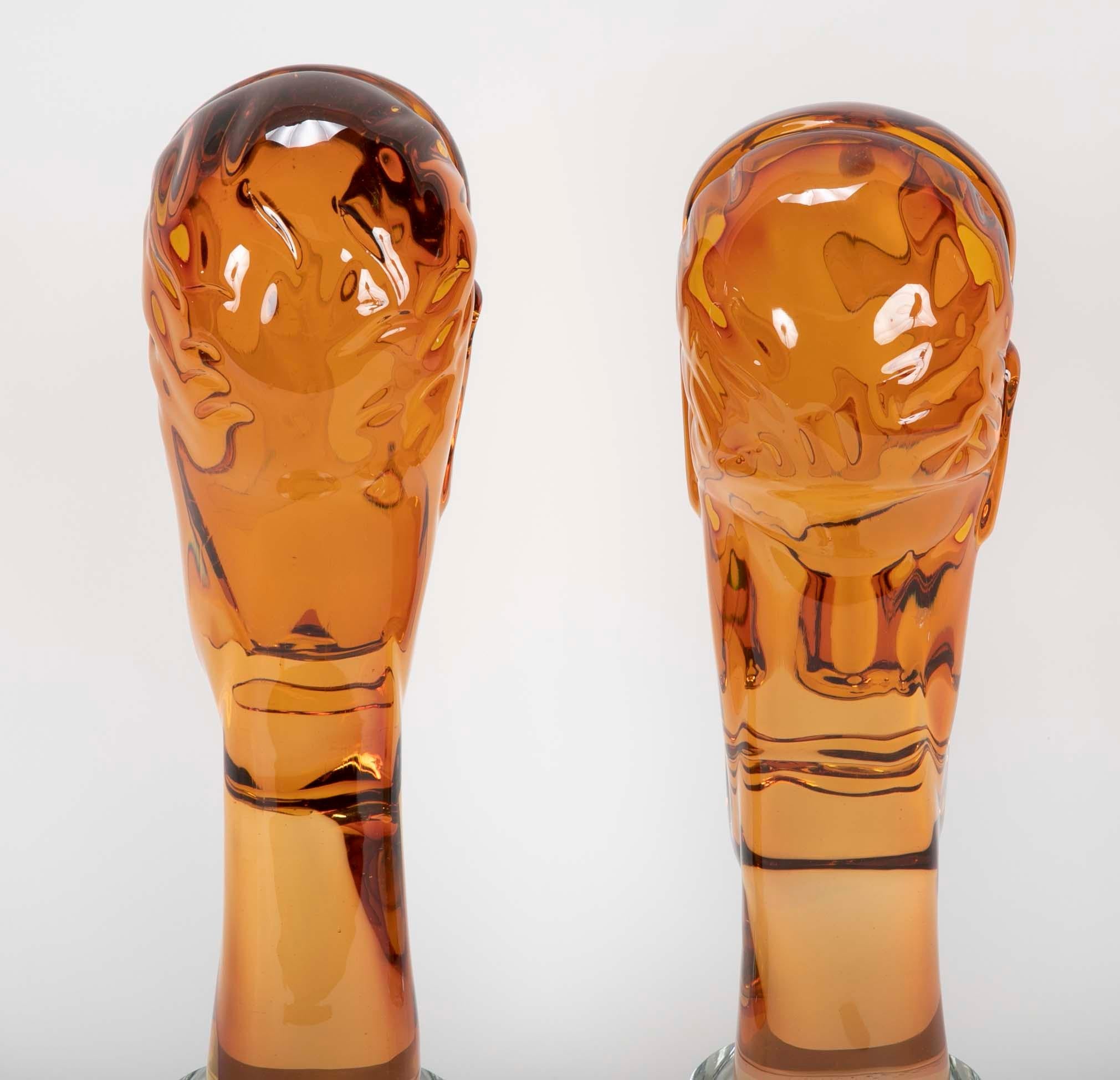Contemporary Homage to Amedeo Modigliani Pair of Murano Glass Figures 