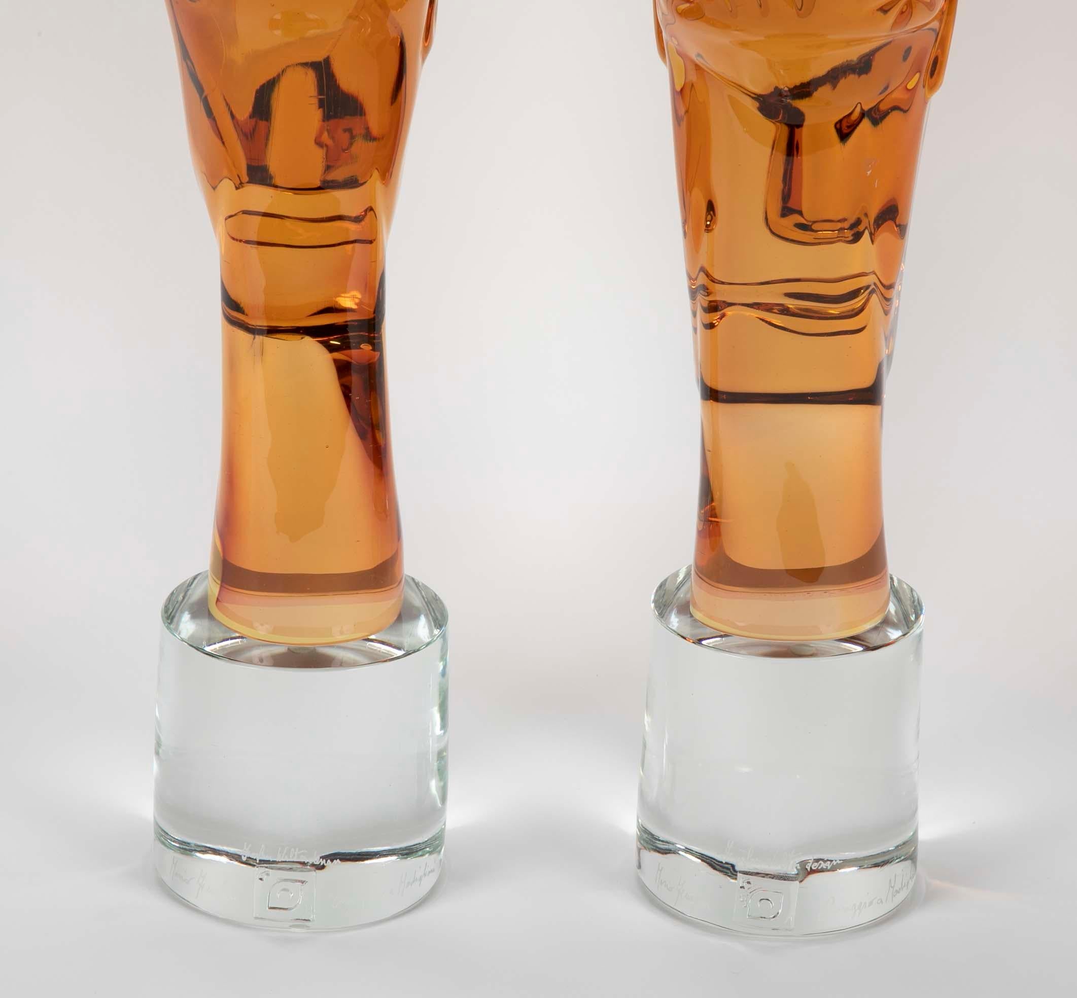 Blown Glass Homage to Amedeo Modigliani Pair of Murano Glass Figures  For Sale