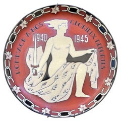 Vintage Homage to Belgian Resistance Against Nazis, Remarkable Wall Plate by d'hossche 